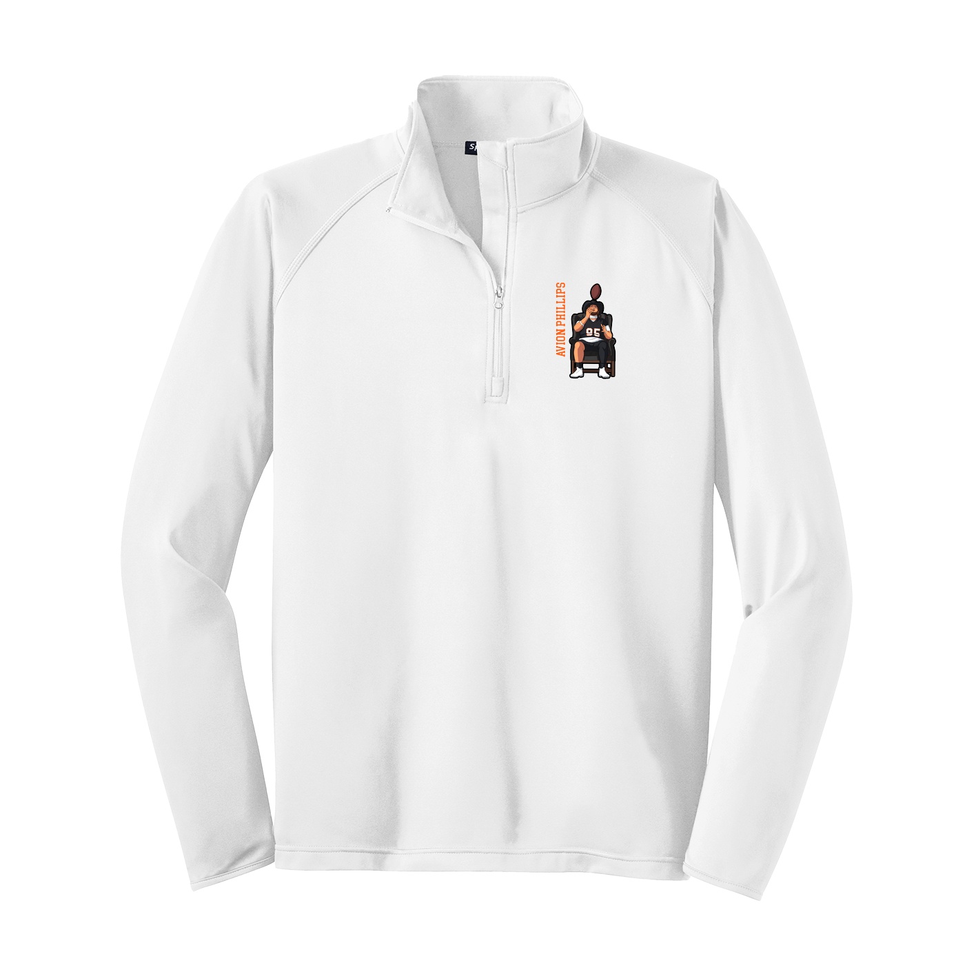 Q-Zip Pullover — Name Vertical in White