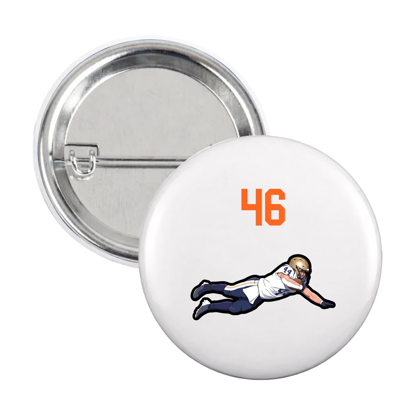 Game Day Button — Number Top in White