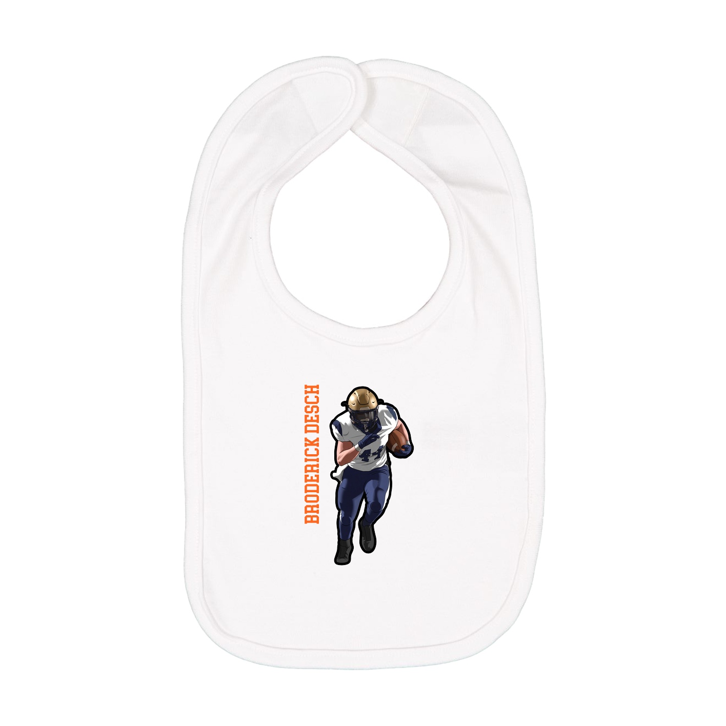 Infant Bib — Name Vertical in White