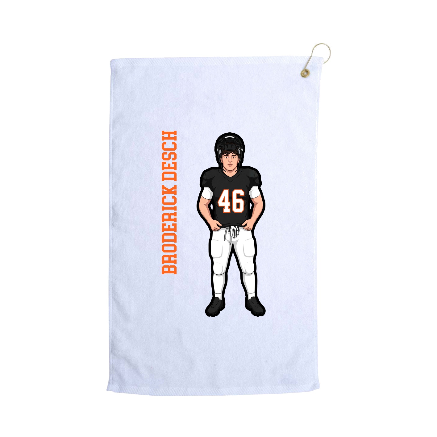 Golf Towel — Name Vertical in White