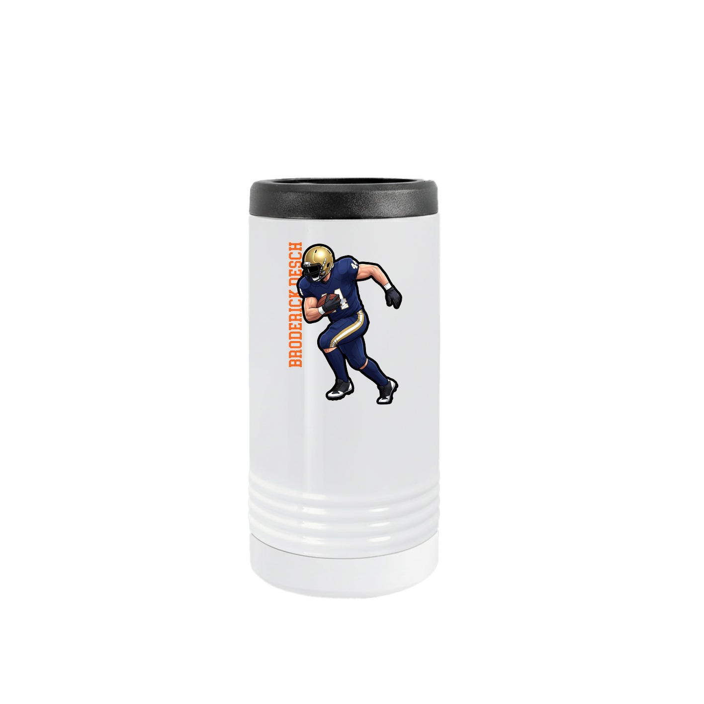 Slim Beverage Holder — Name Vertical in White