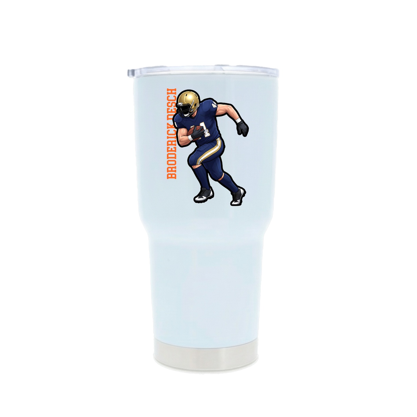 30oz Stainless Steel Tumbler — Name Vertical in White