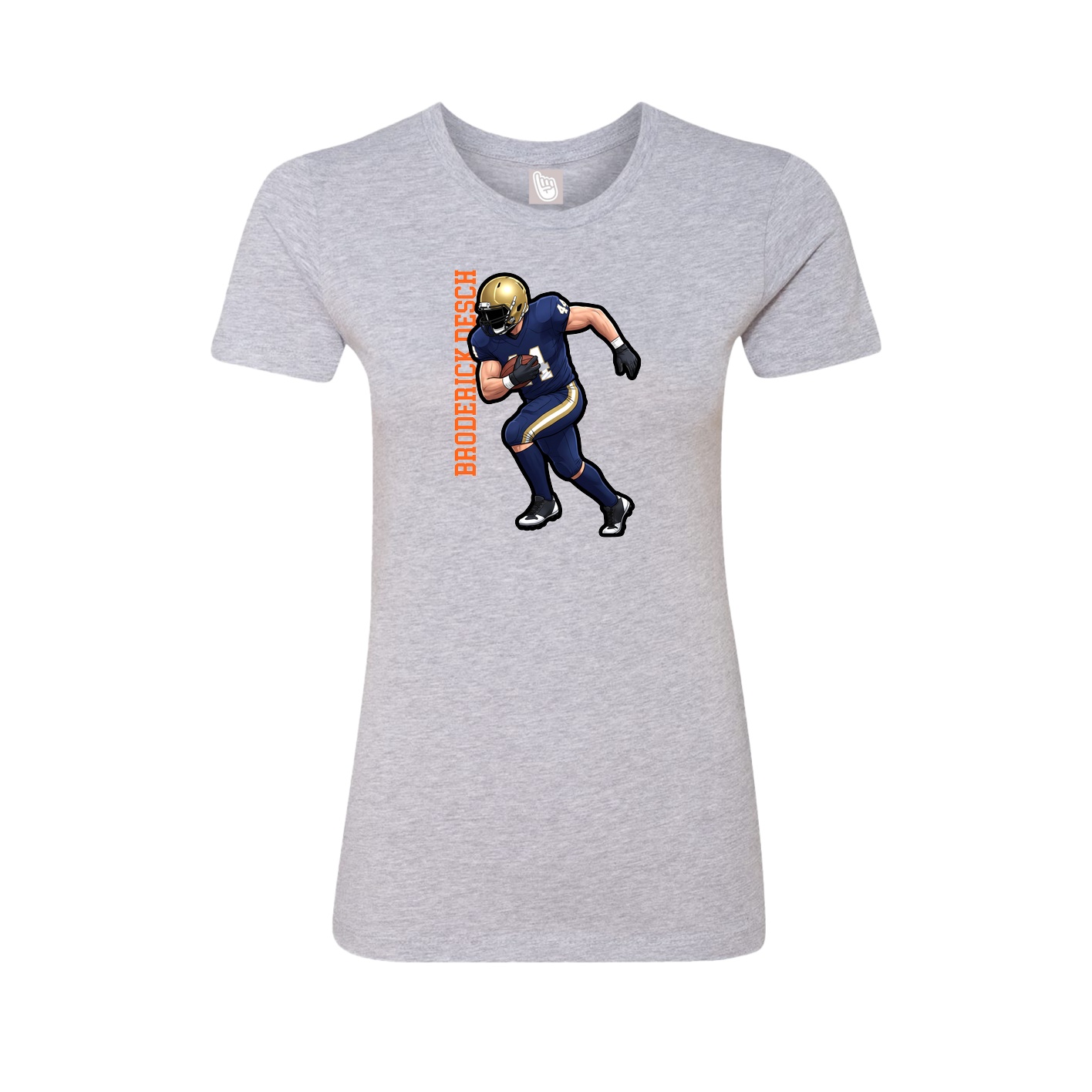 Fitted Women's Tee — Name Vertical in Grey