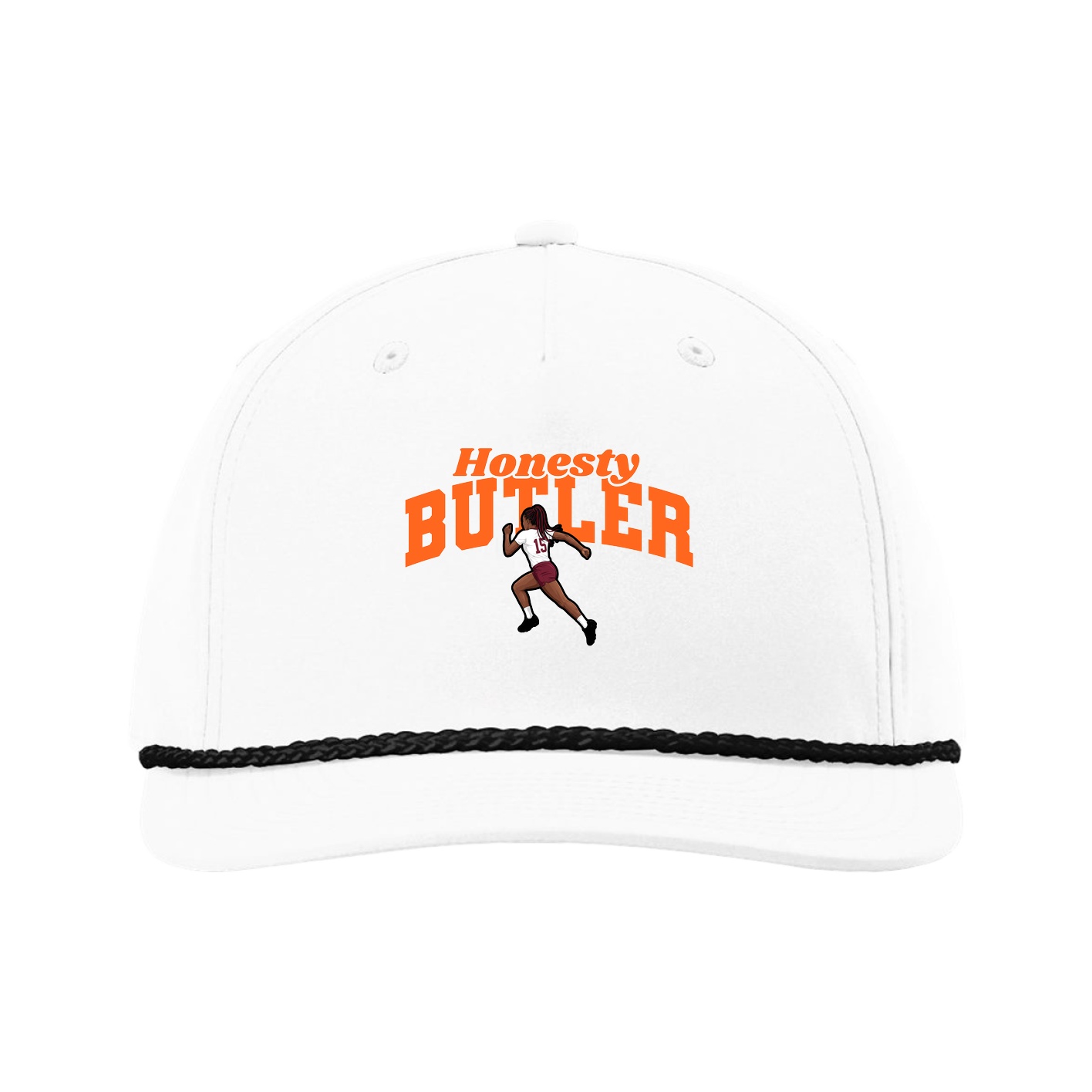 Five-Panel Classic Rope Cap — Signature Arch in White
