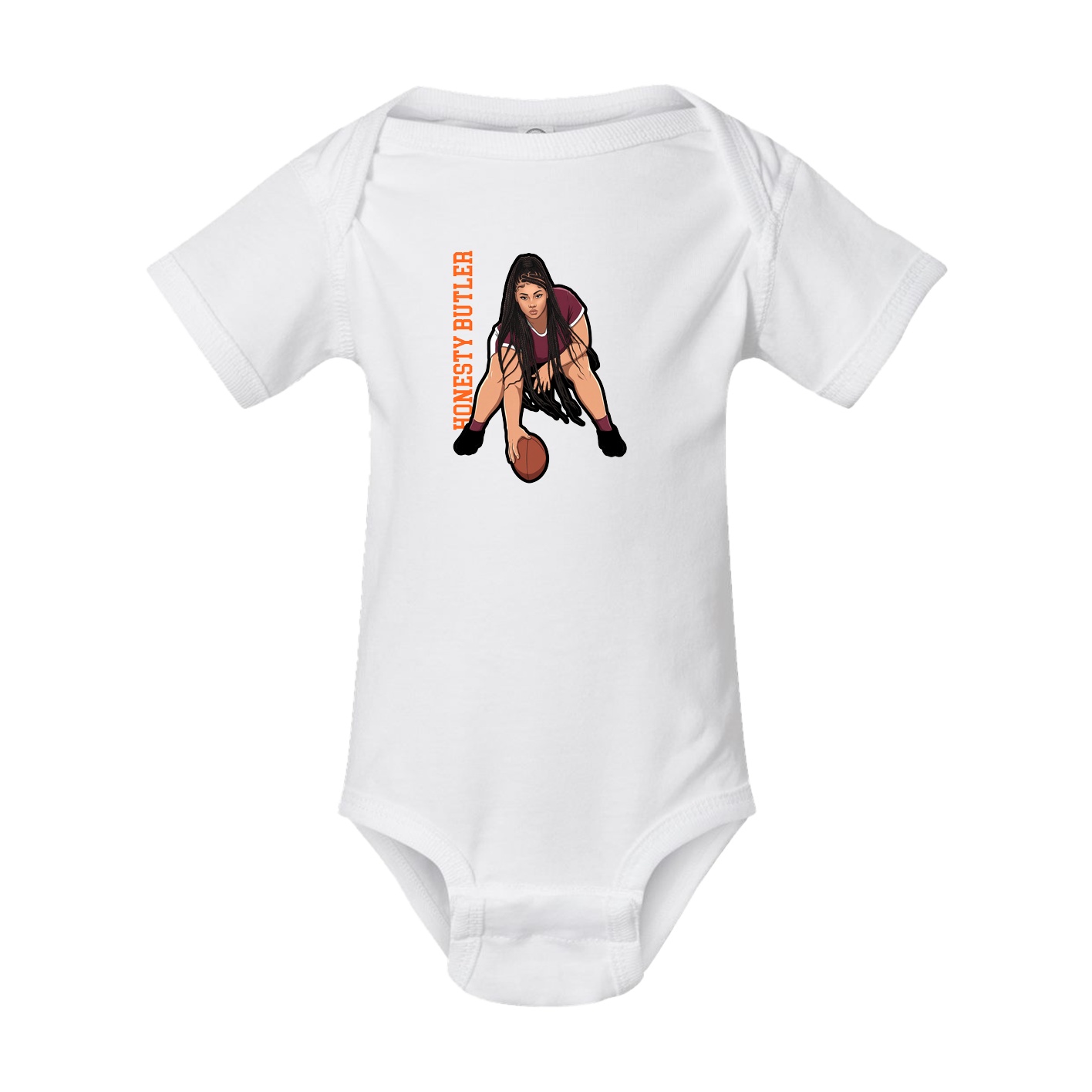 Baby Onesie — Name Vertical in White