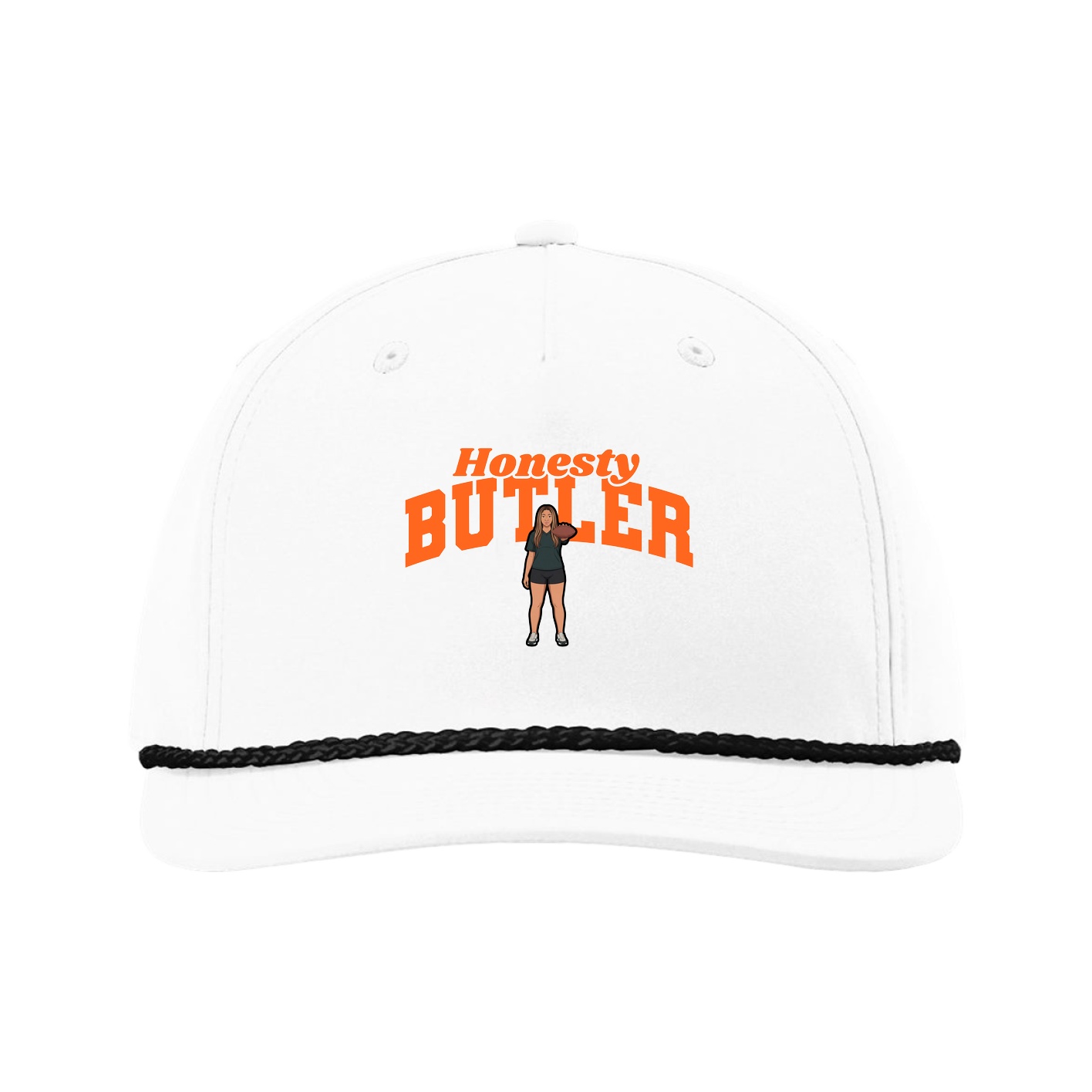Five-Panel Classic Rope Cap — Signature Arch in White