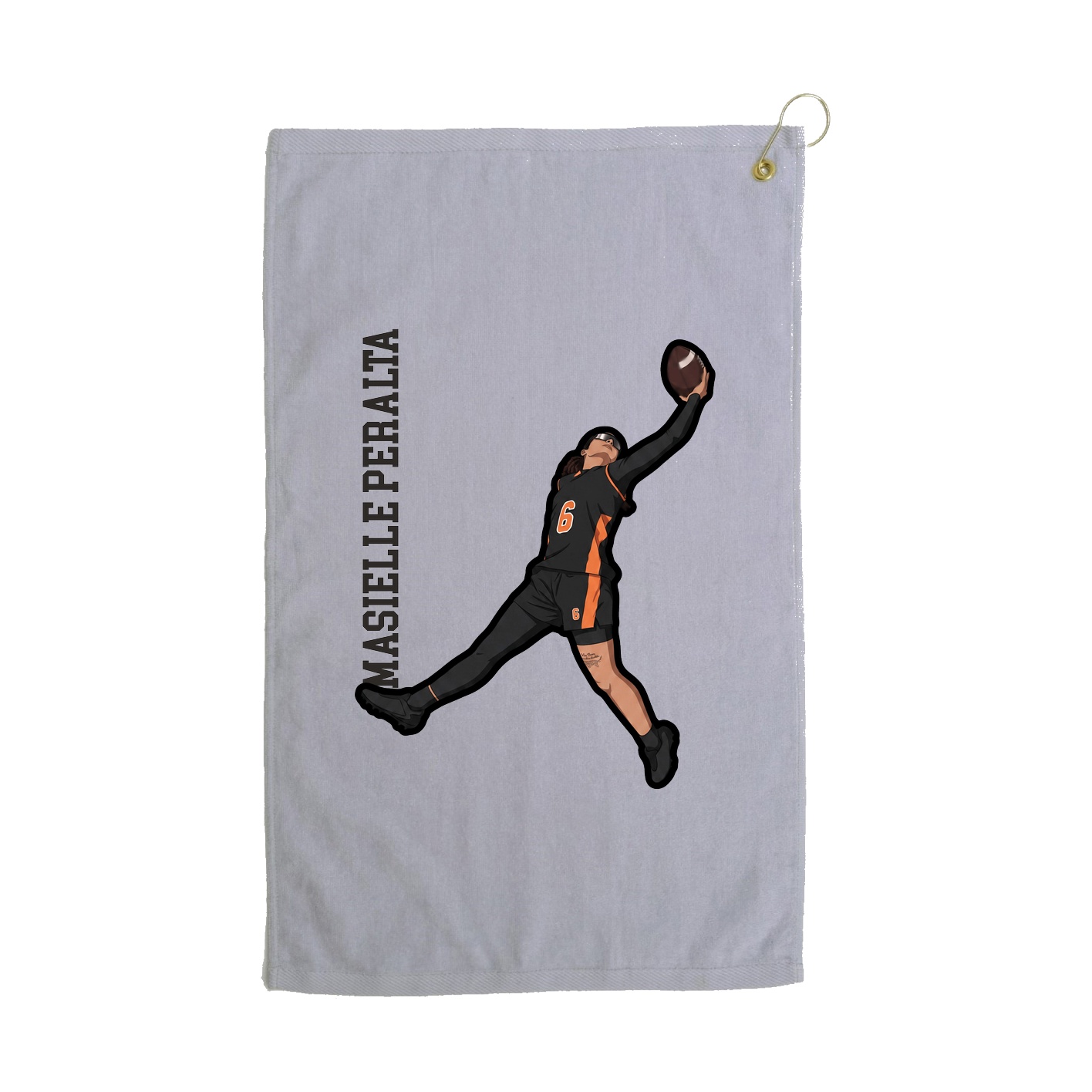 Golf Towel — Name Vertical in Grey