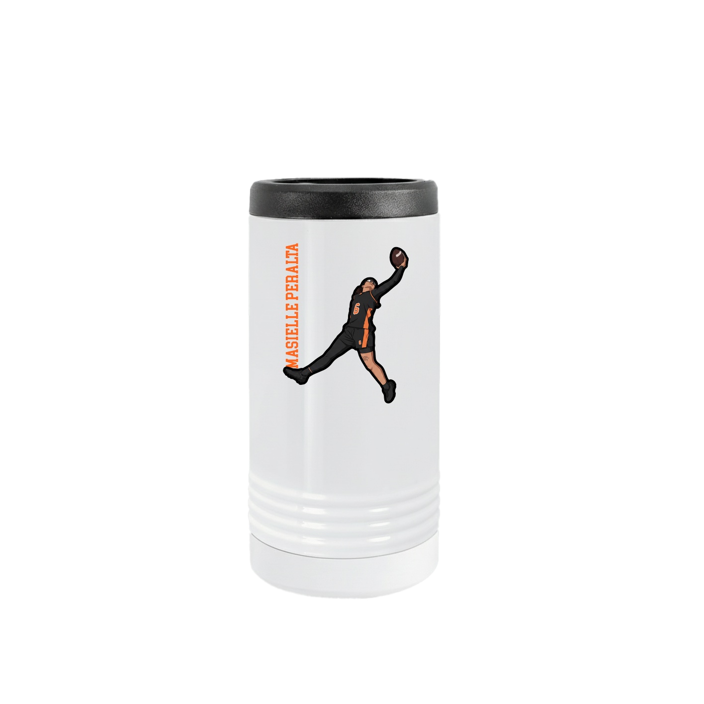 Slim Beverage Holder — Name Vertical in White