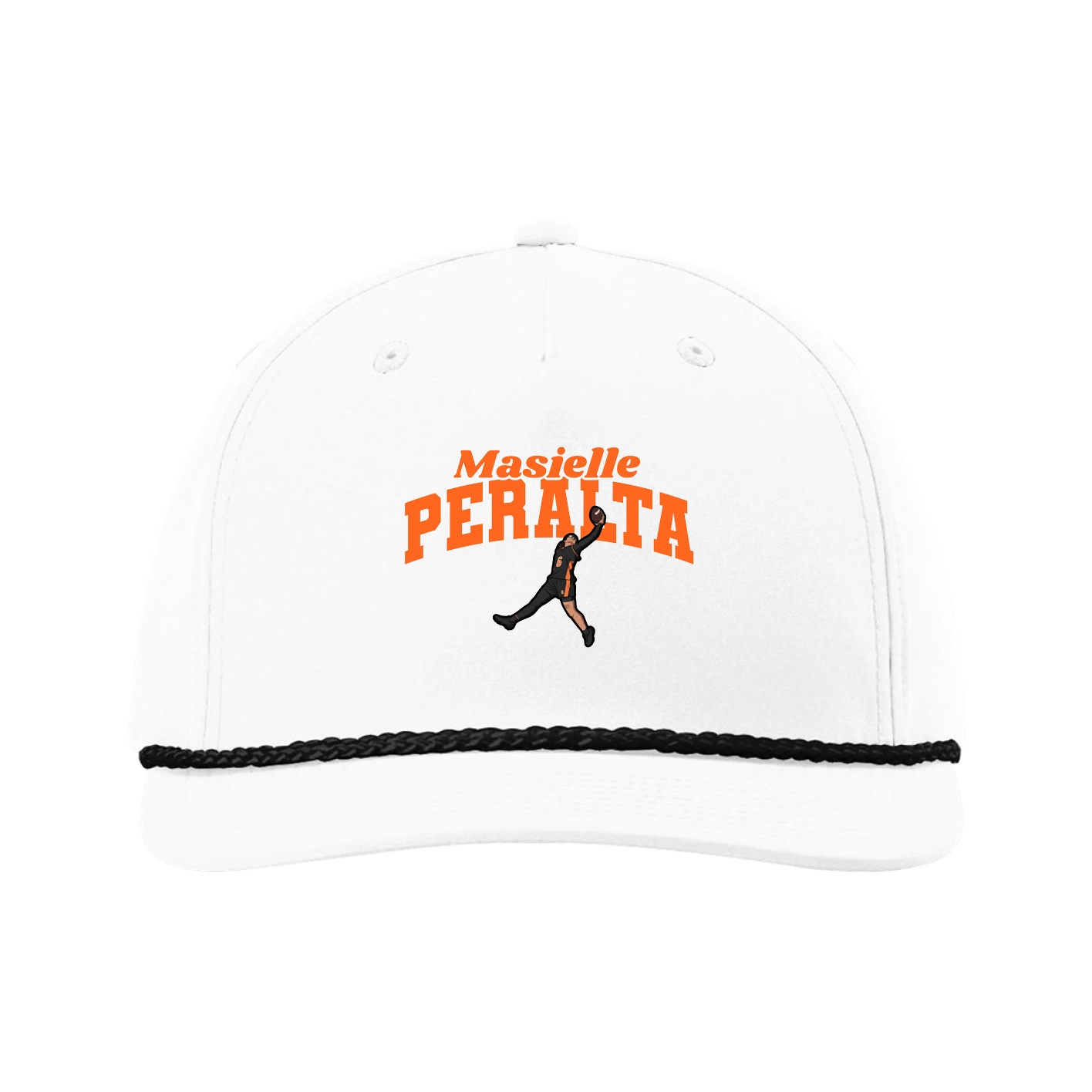 Five-Panel Classic Rope Cap — Signature Arch in White