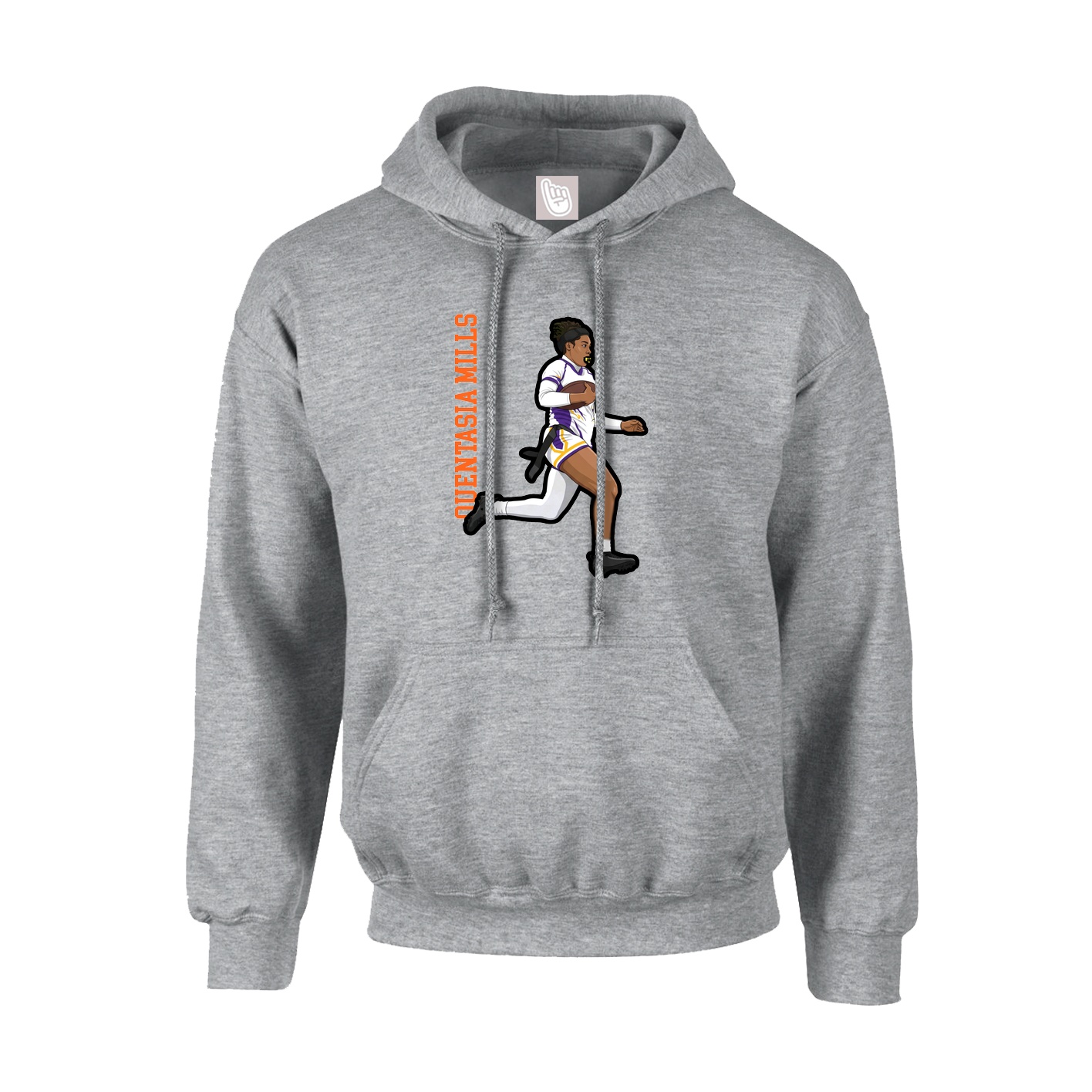 Youth Hoodie — Name Vertical in Grey