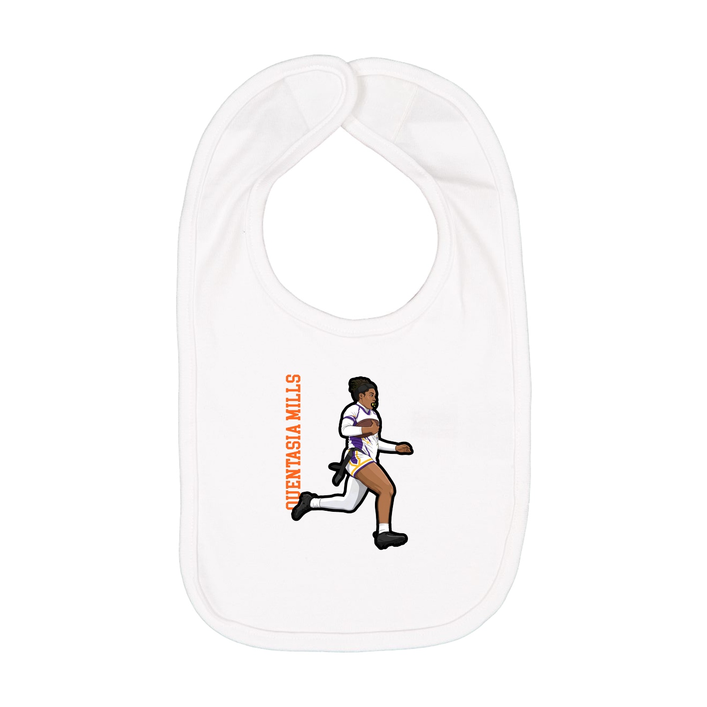 Infant Bib — Name Vertical in White