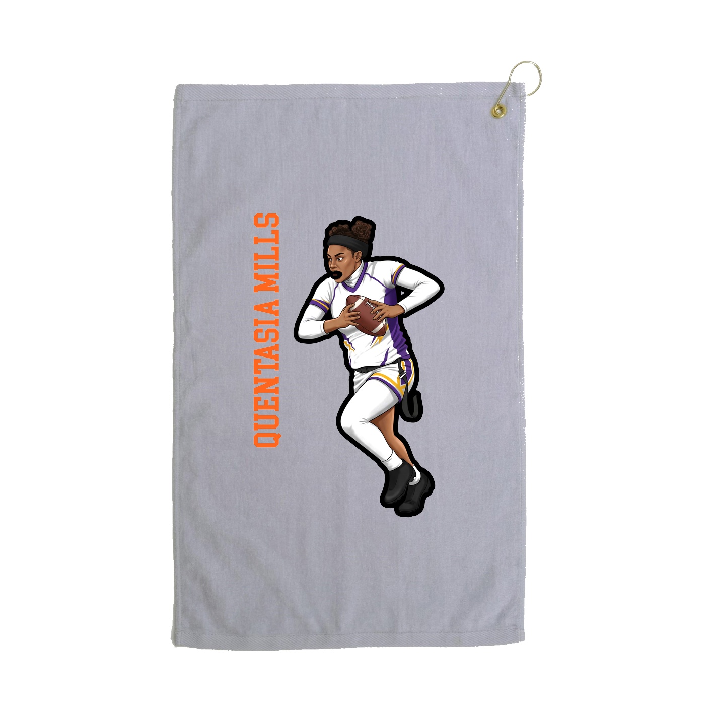 Golf Towel — Name Vertical in Grey
