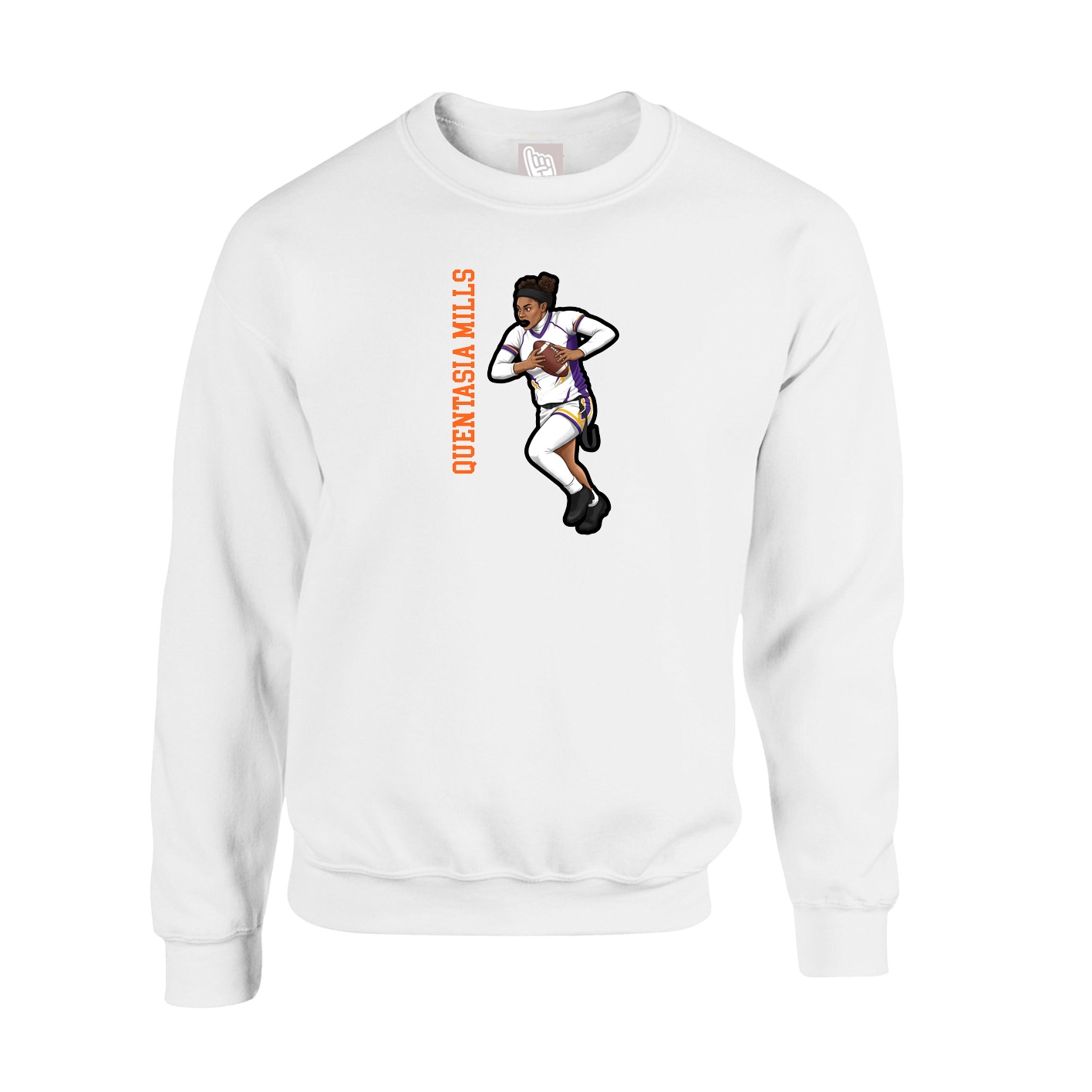 Fleece Crew — Name Vertical in White