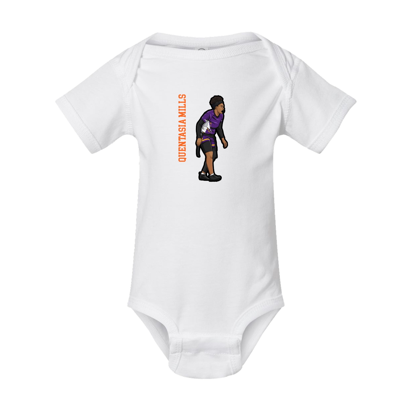 Baby Onesie — Name Vertical in White
