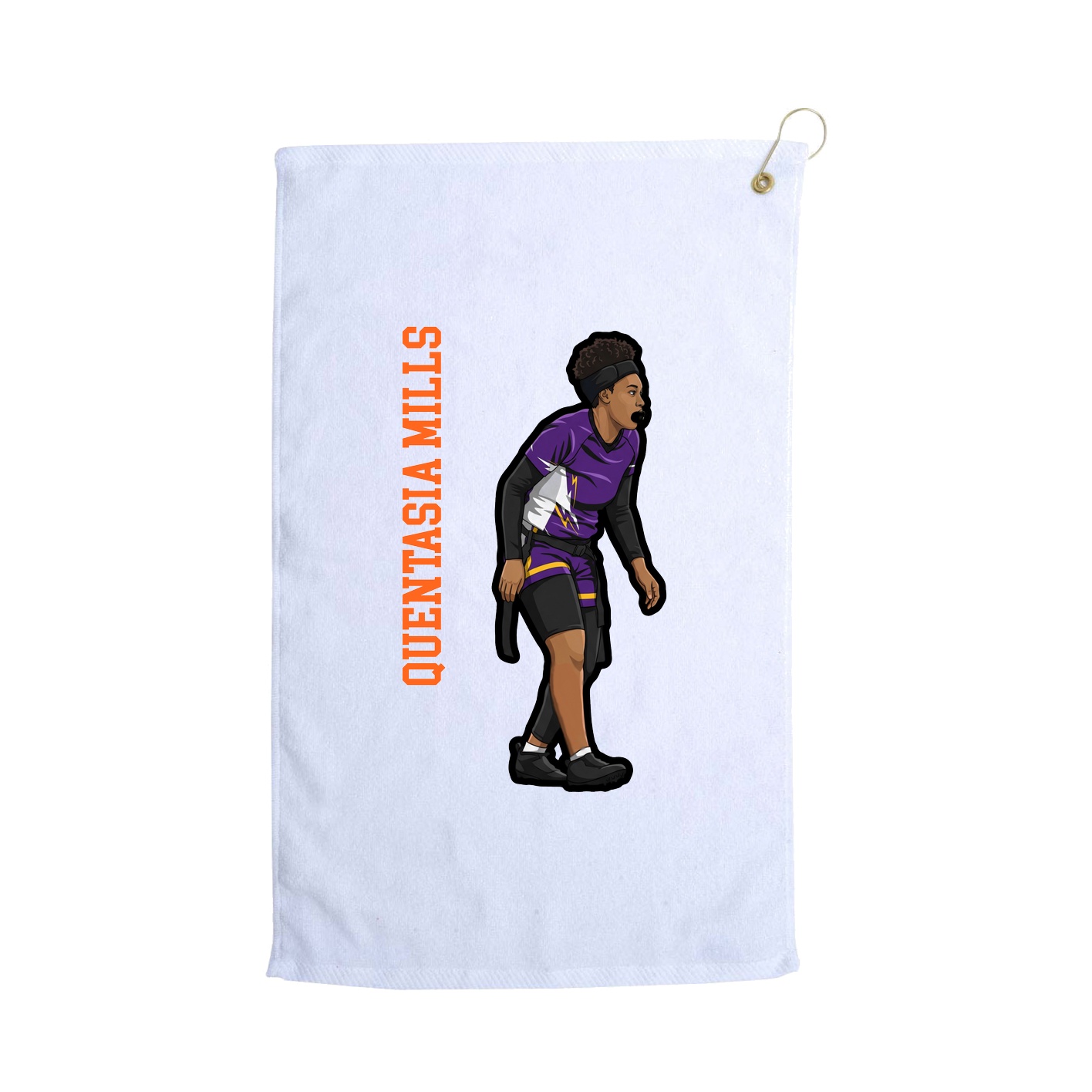 Golf Towel — Name Vertical in White