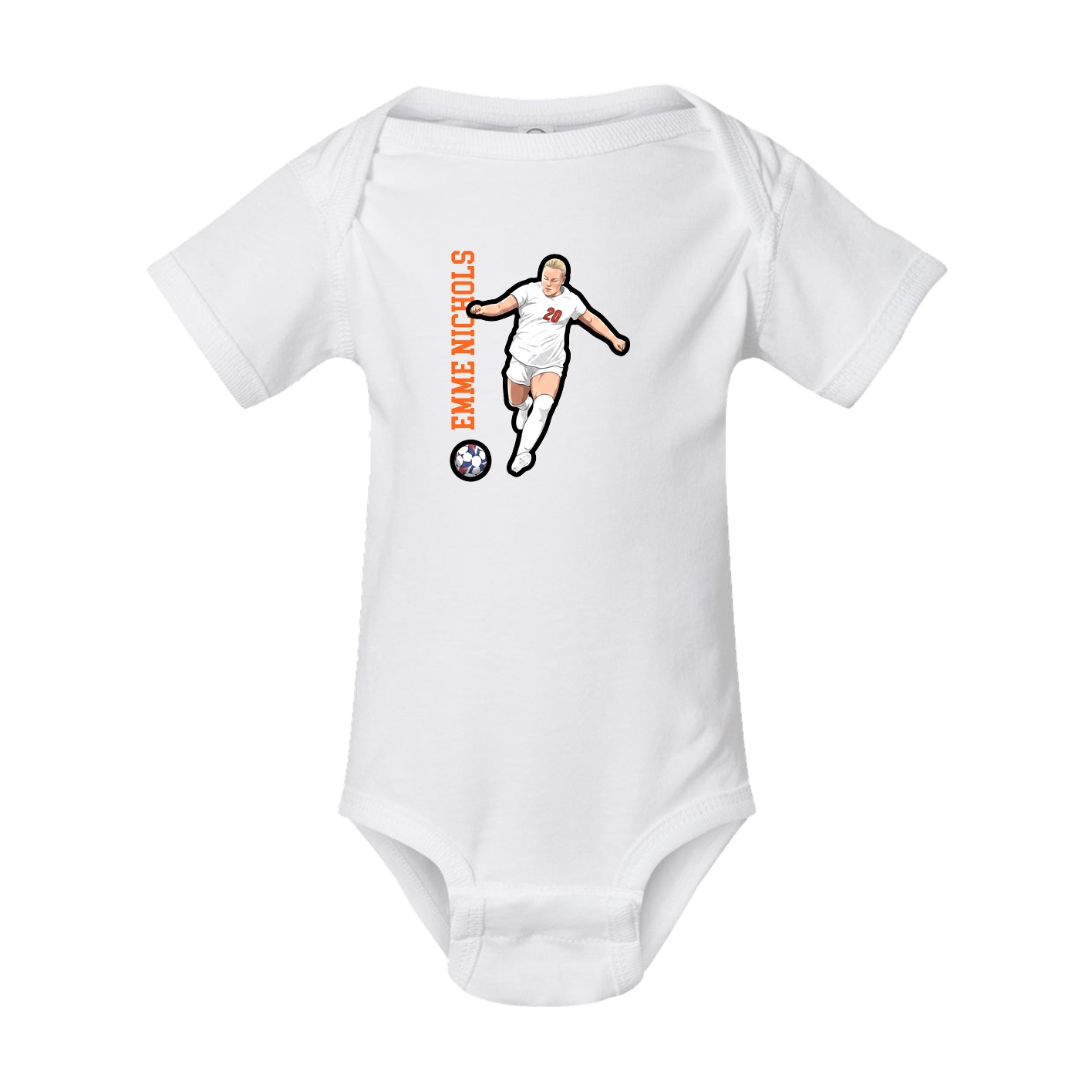 Baby Onesie — Name Vertical in White