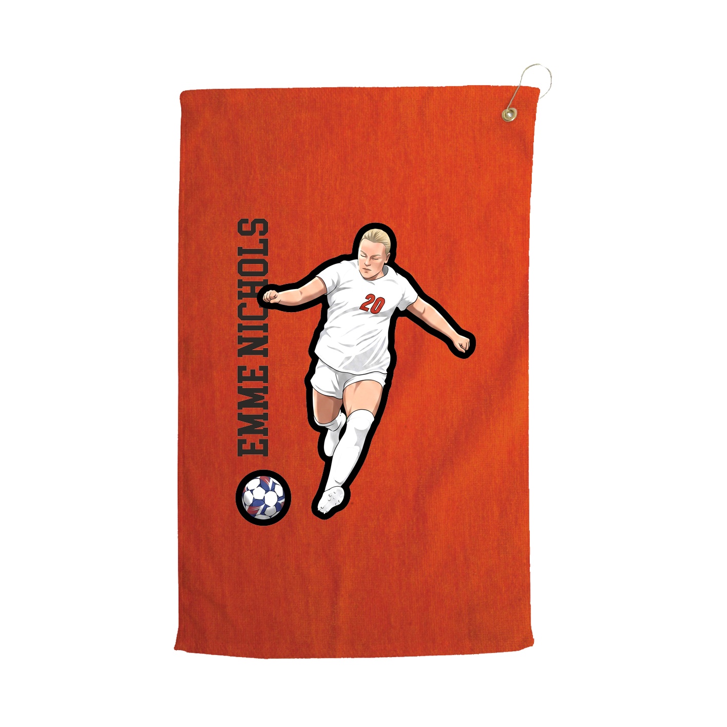 Golf Towel — Name Vertical in Orange