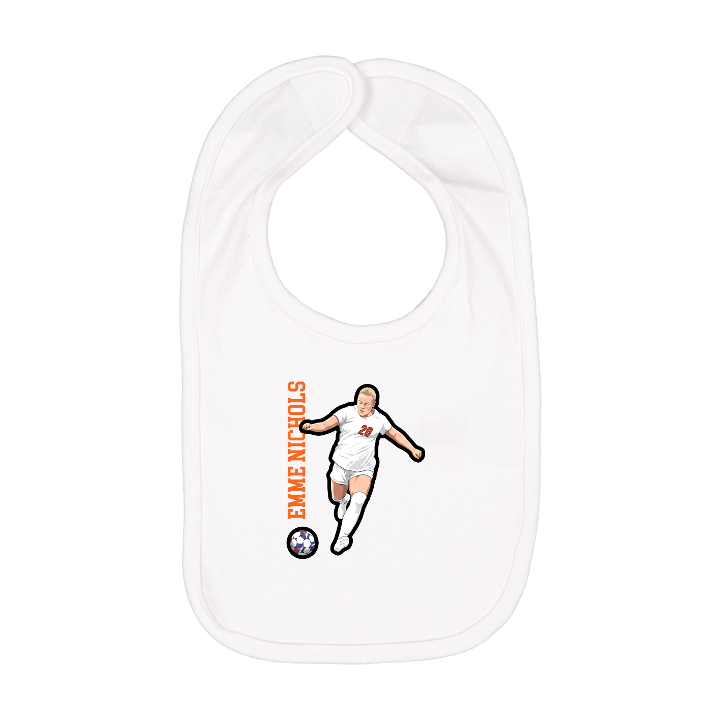 Infant Bib — Name Vertical in White