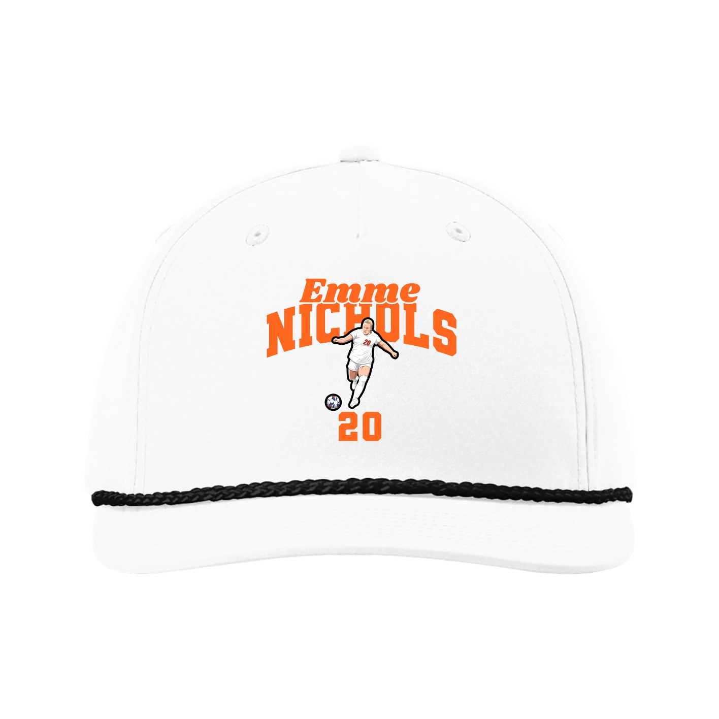 Five-Panel Classic Rope Cap — Signature Arch in White