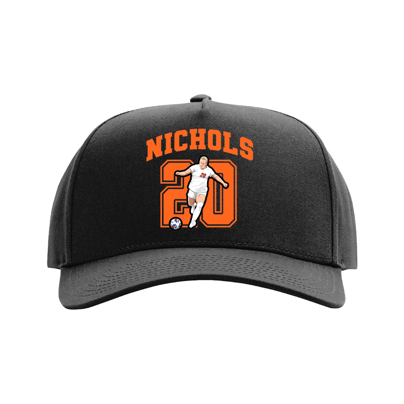 Full Fabric Five-Panel Champ Cap — Number in Black