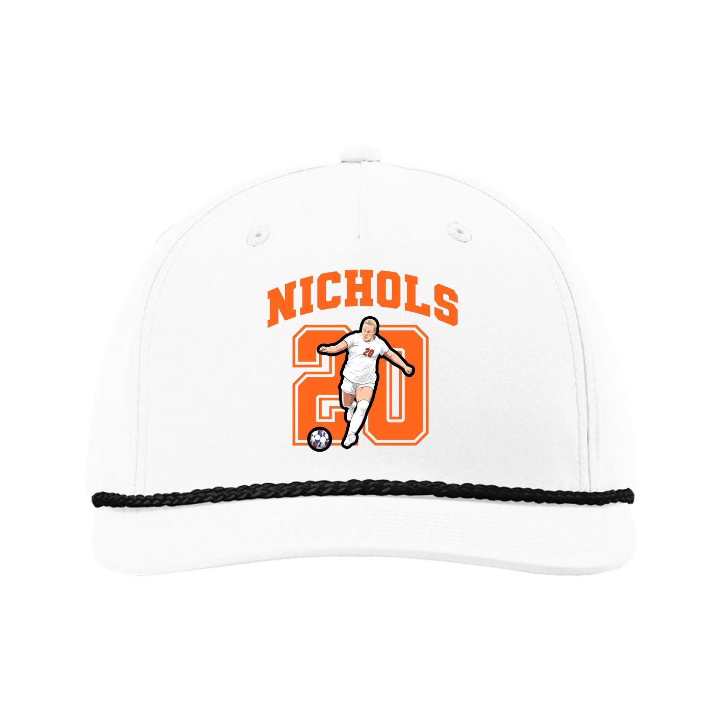 Five-Panel Classic Rope Cap — Number in White