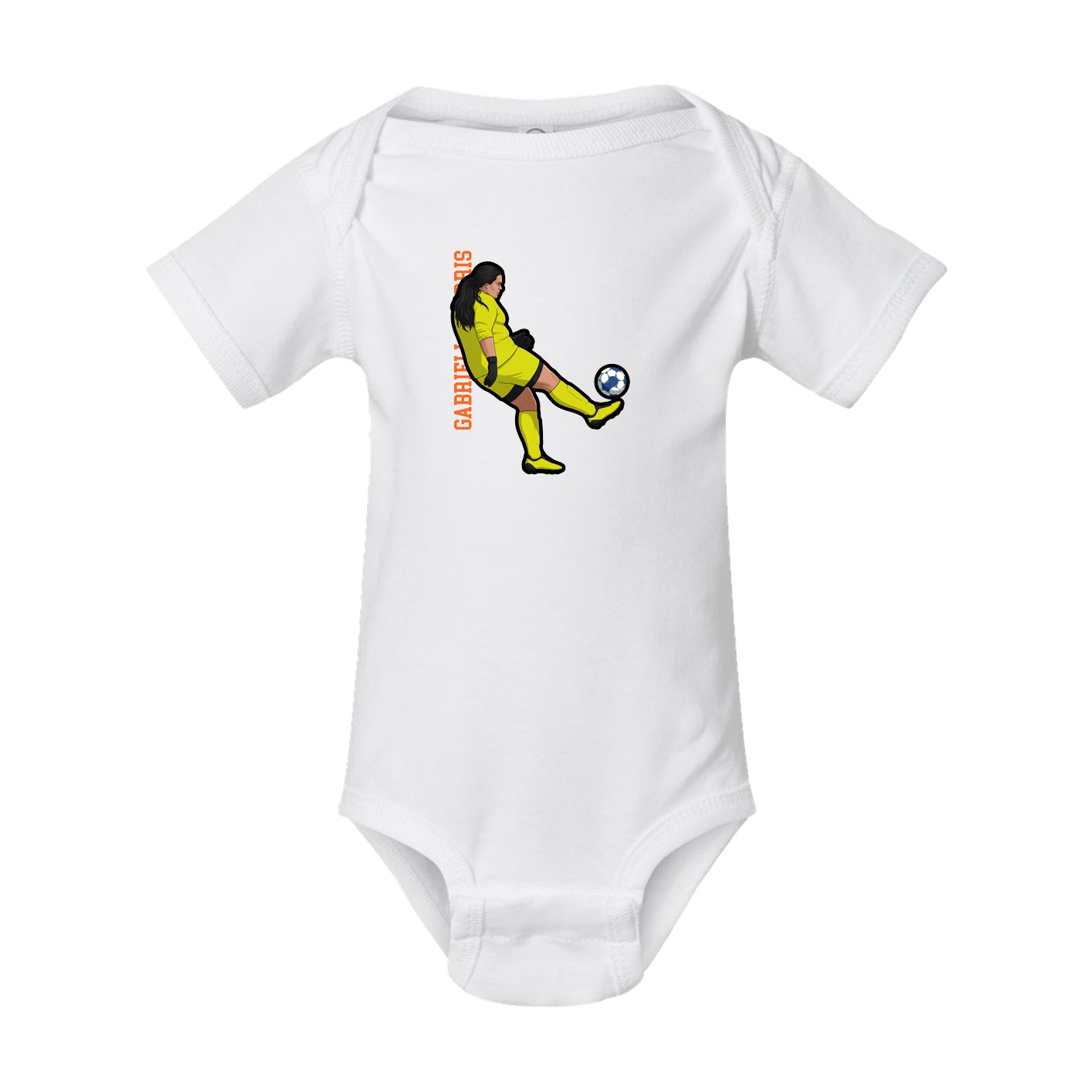 Baby Onesie — Name Vertical in White