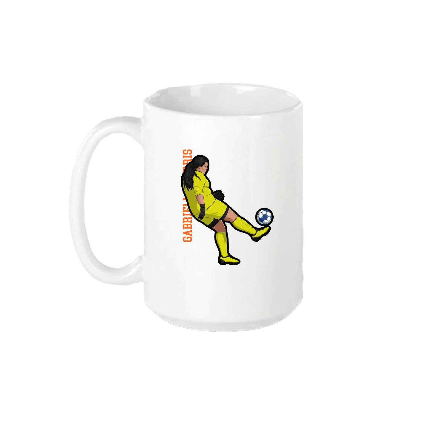 15oz Coffee Mug — Name Vertical in White