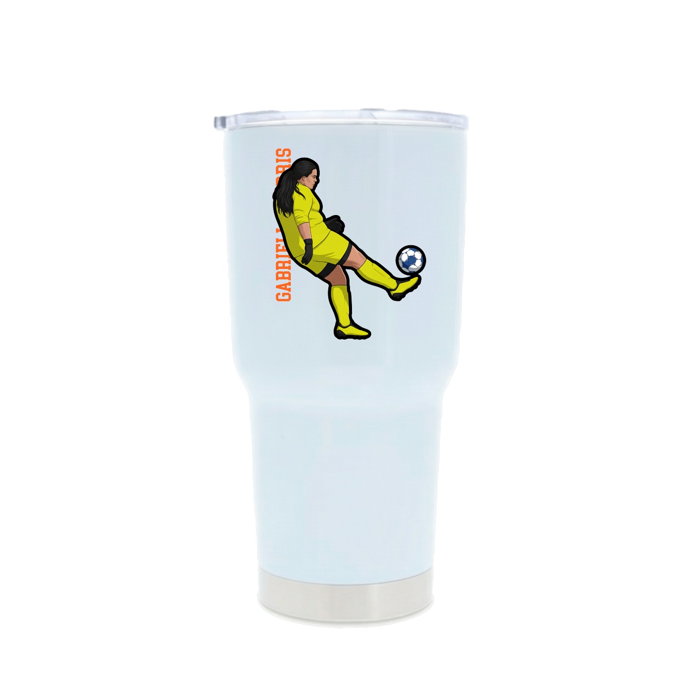 30oz Stainless Steel Tumbler — Name Vertical in White