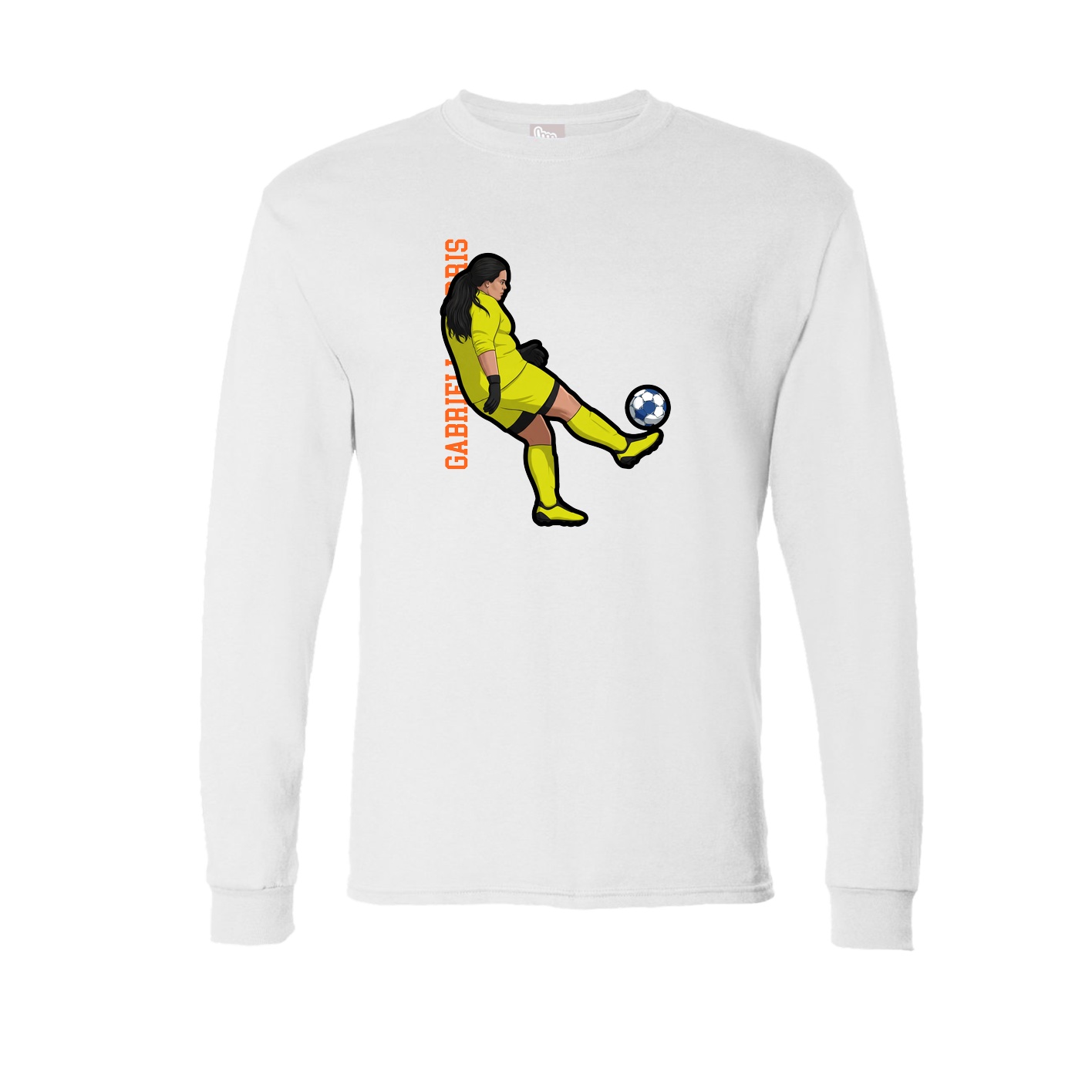 Long Sleeve Tee — Name Vertical in White