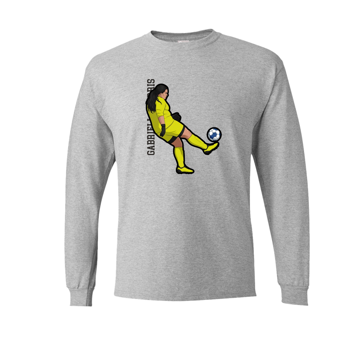 Long Sleeve Tee — Name Vertical in Grey