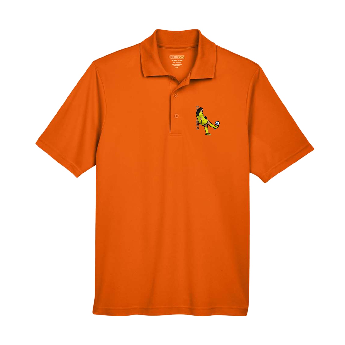 Performance Polo — Name Vertical in Orange