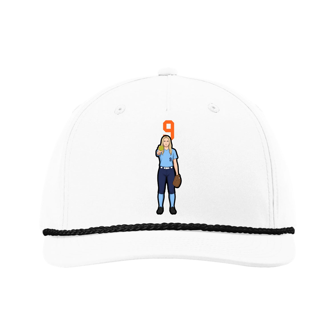 Five-Panel Classic Rope Cap — Number Top in White