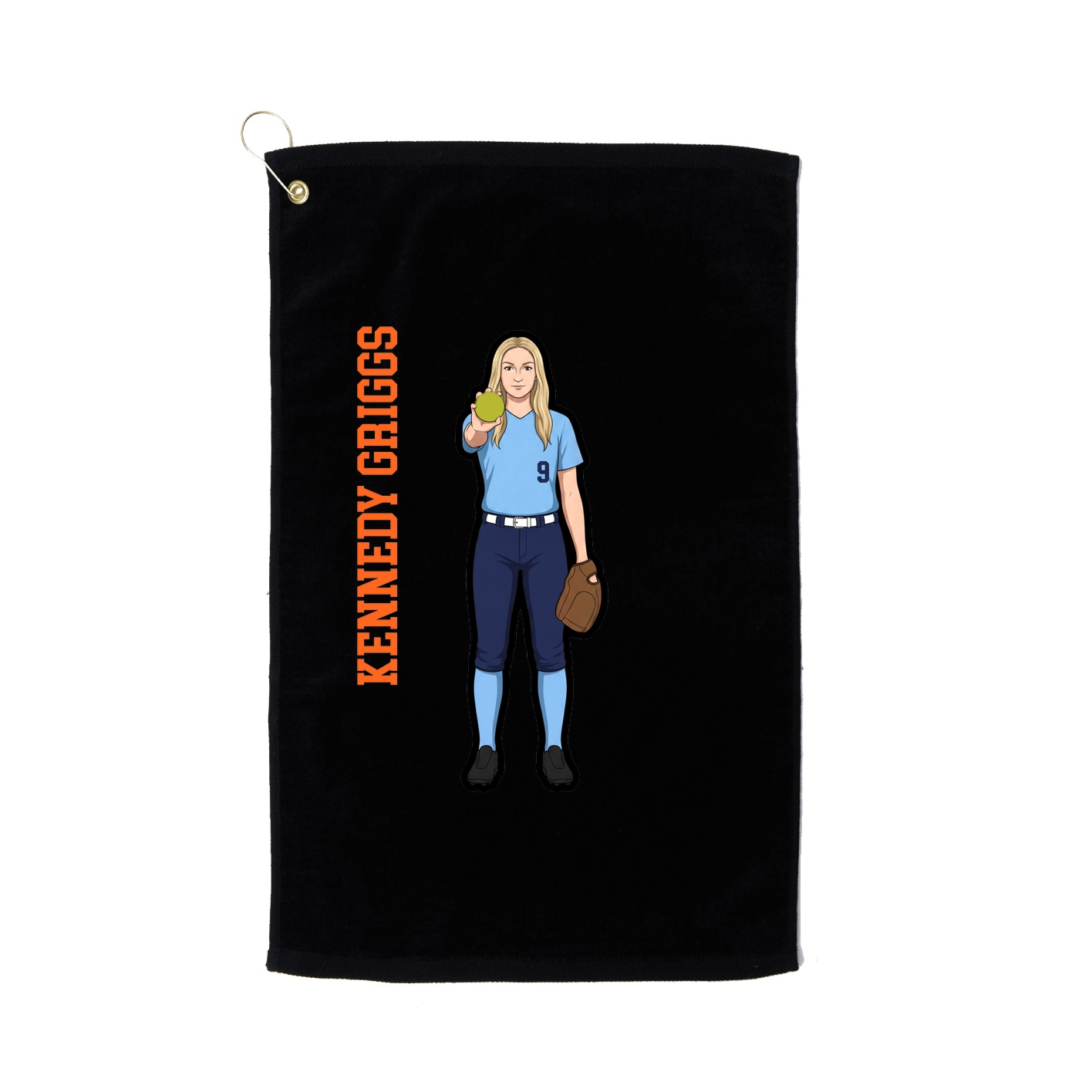 Golf Towel — Name Vertical in Black