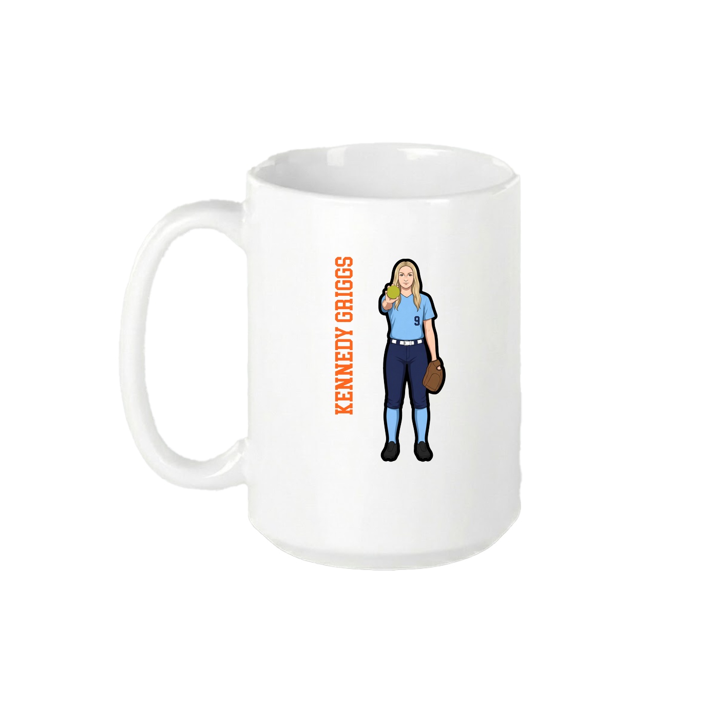 15oz Coffee Mug — Name Vertical in White