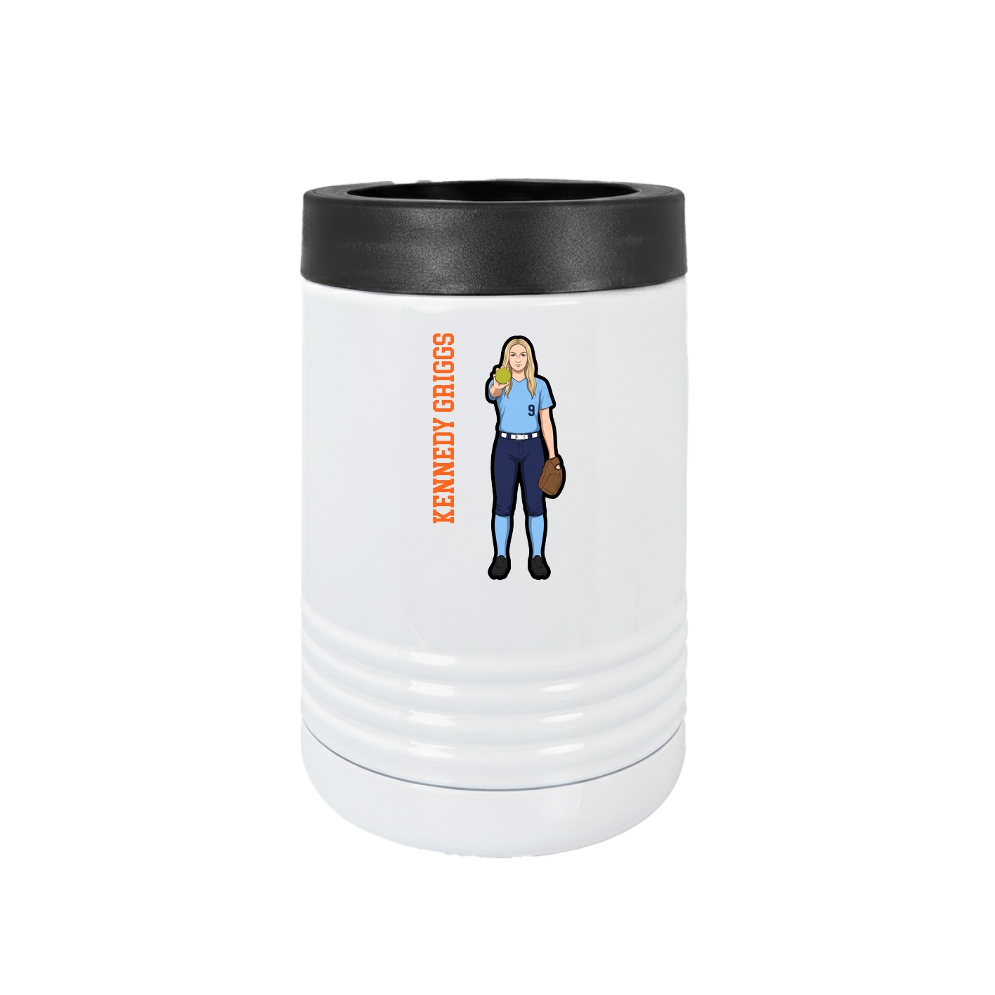 Beverage Holder — Name Vertical in White