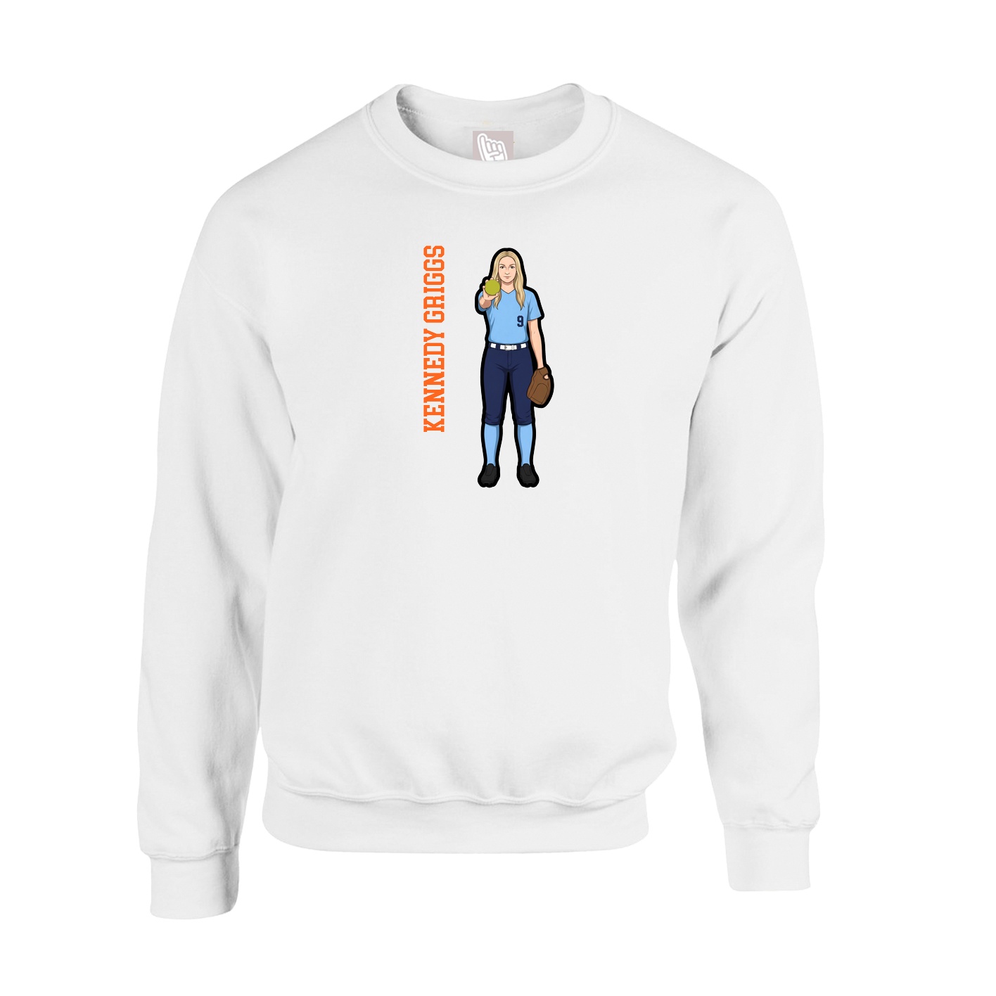 Fleece Crew — Name Vertical in White