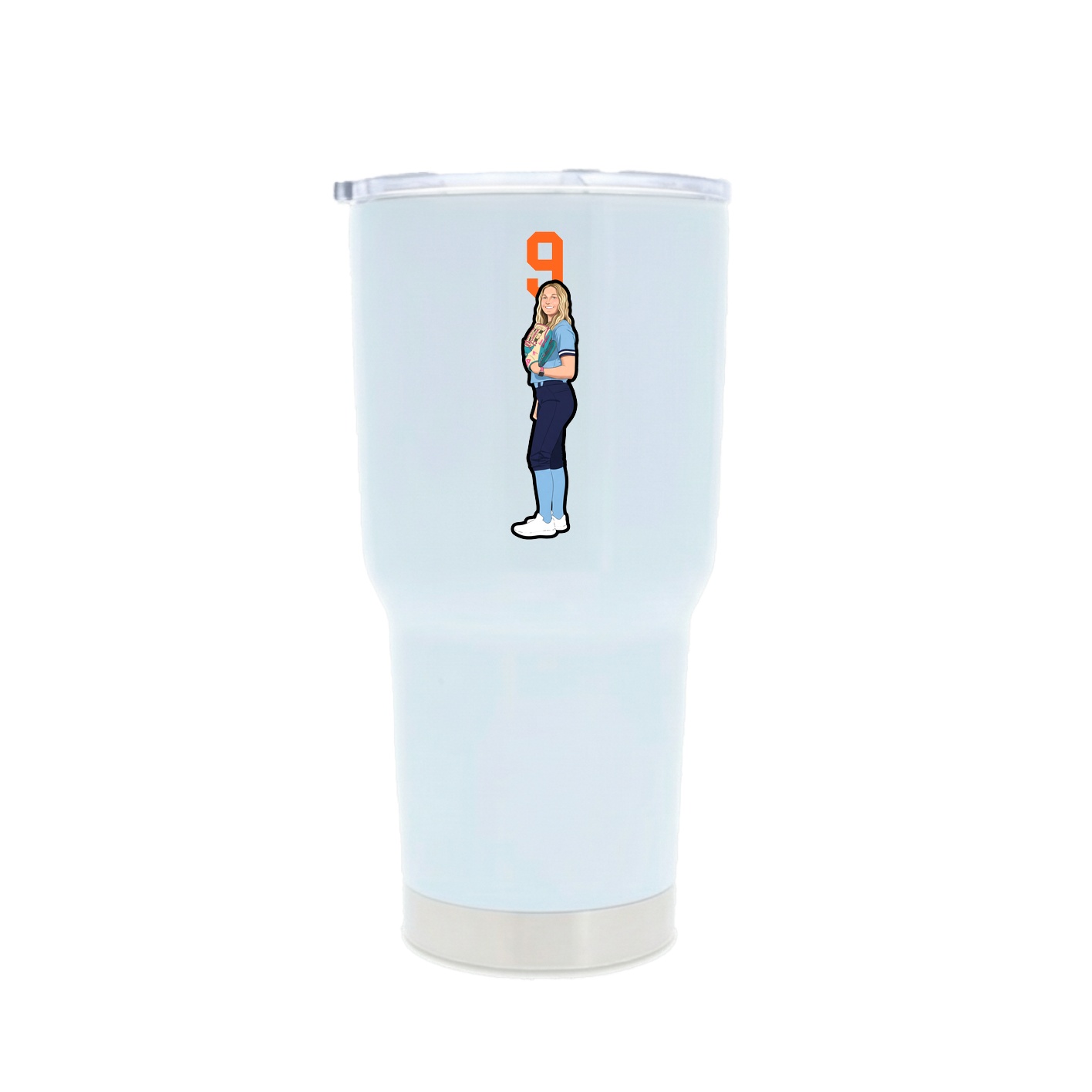 30oz Stainless Steel Tumbler — Number Top in White