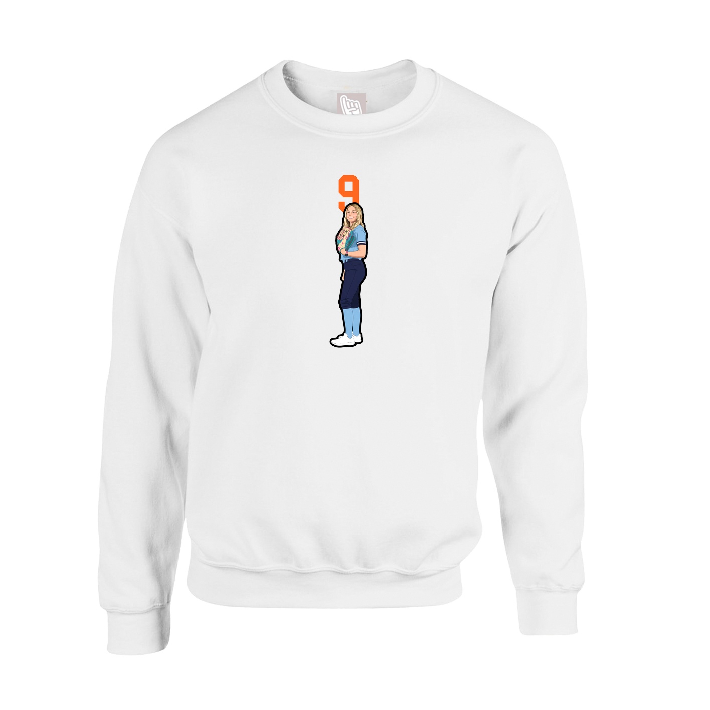 Fleece Crew — Number Top in White