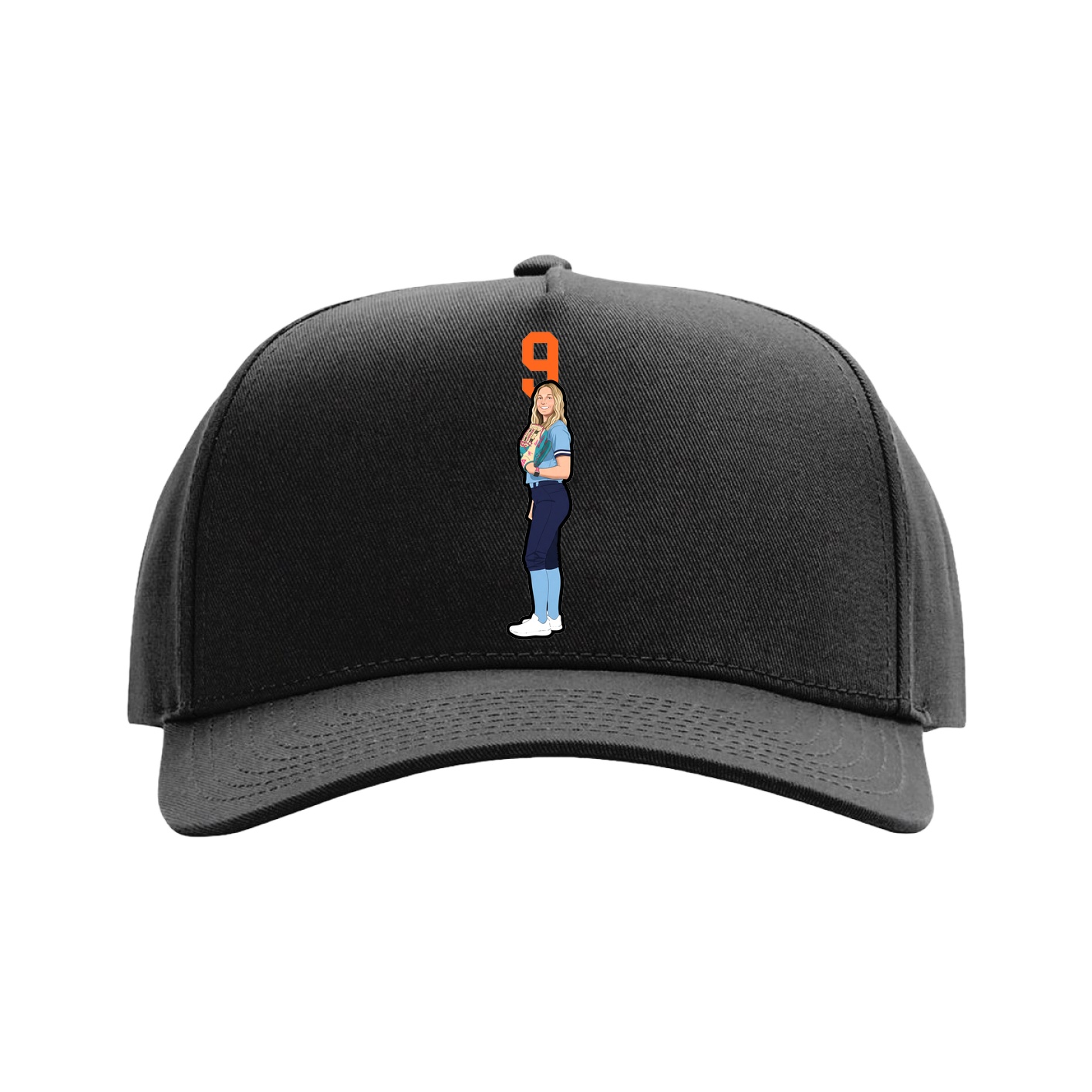 Full Fabric Five-Panel Champ Cap — Number Top in Black