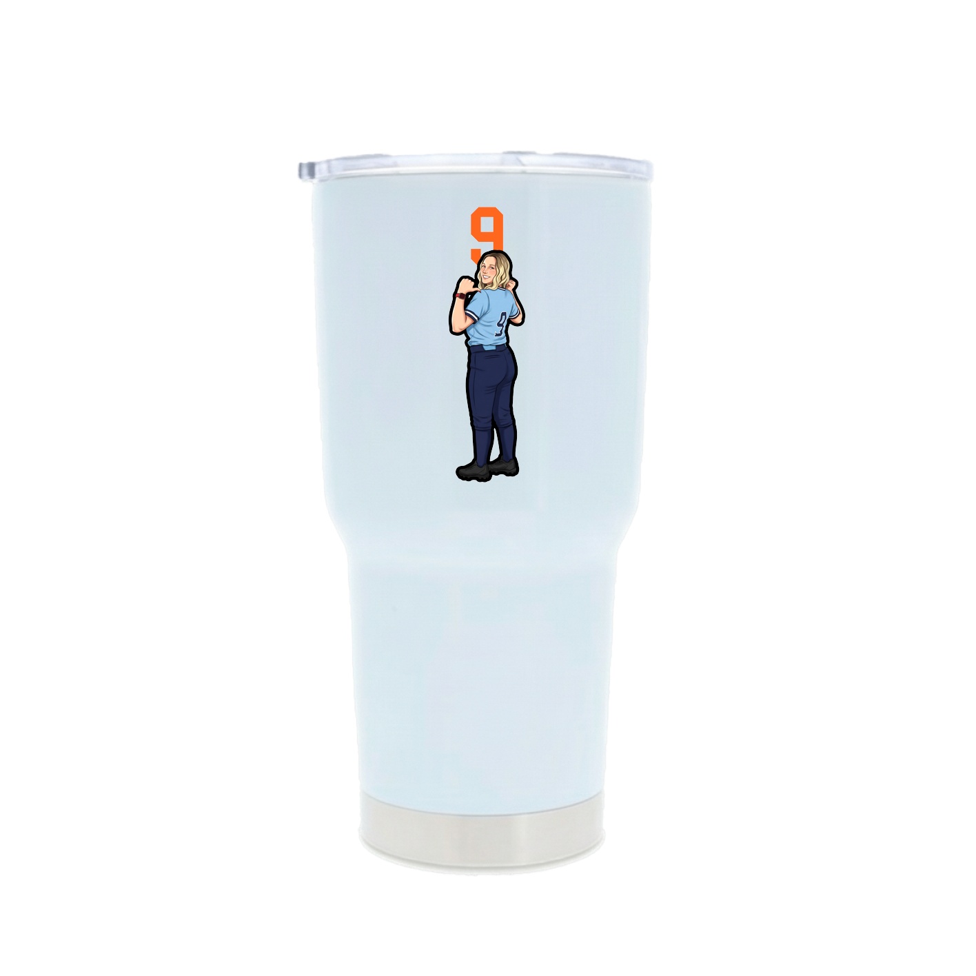 30oz Stainless Steel Tumbler — Number Top in White