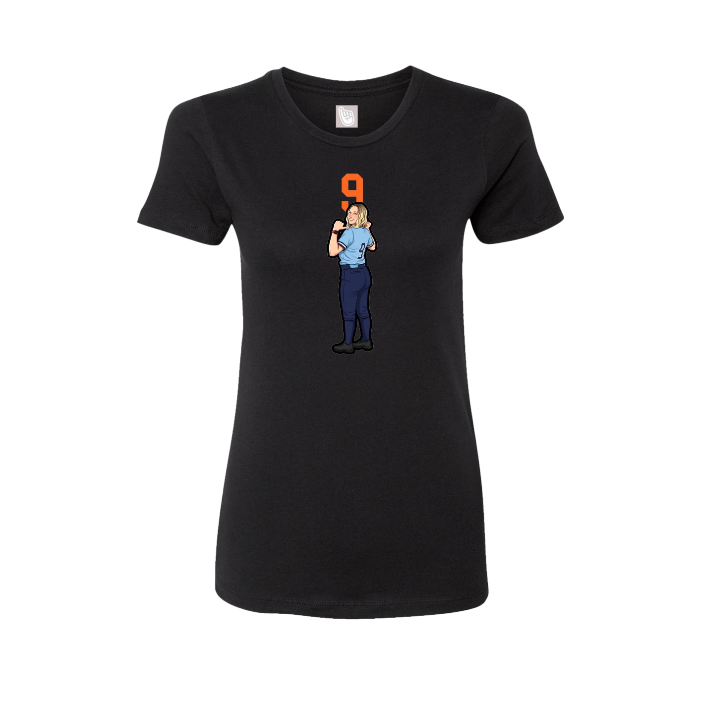 Fitted Women's Tee — Number Top in Black