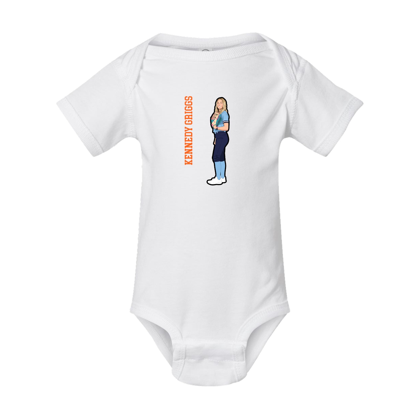 Baby Onesie — Name Vertical in White