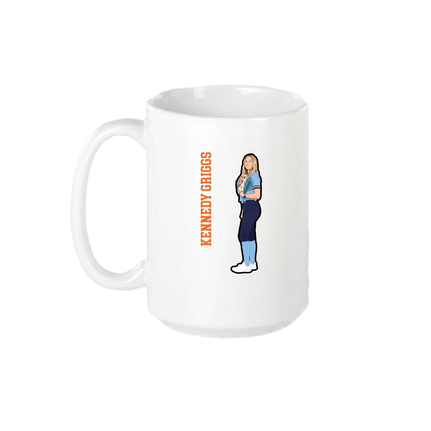 15oz Coffee Mug — Name Vertical in White