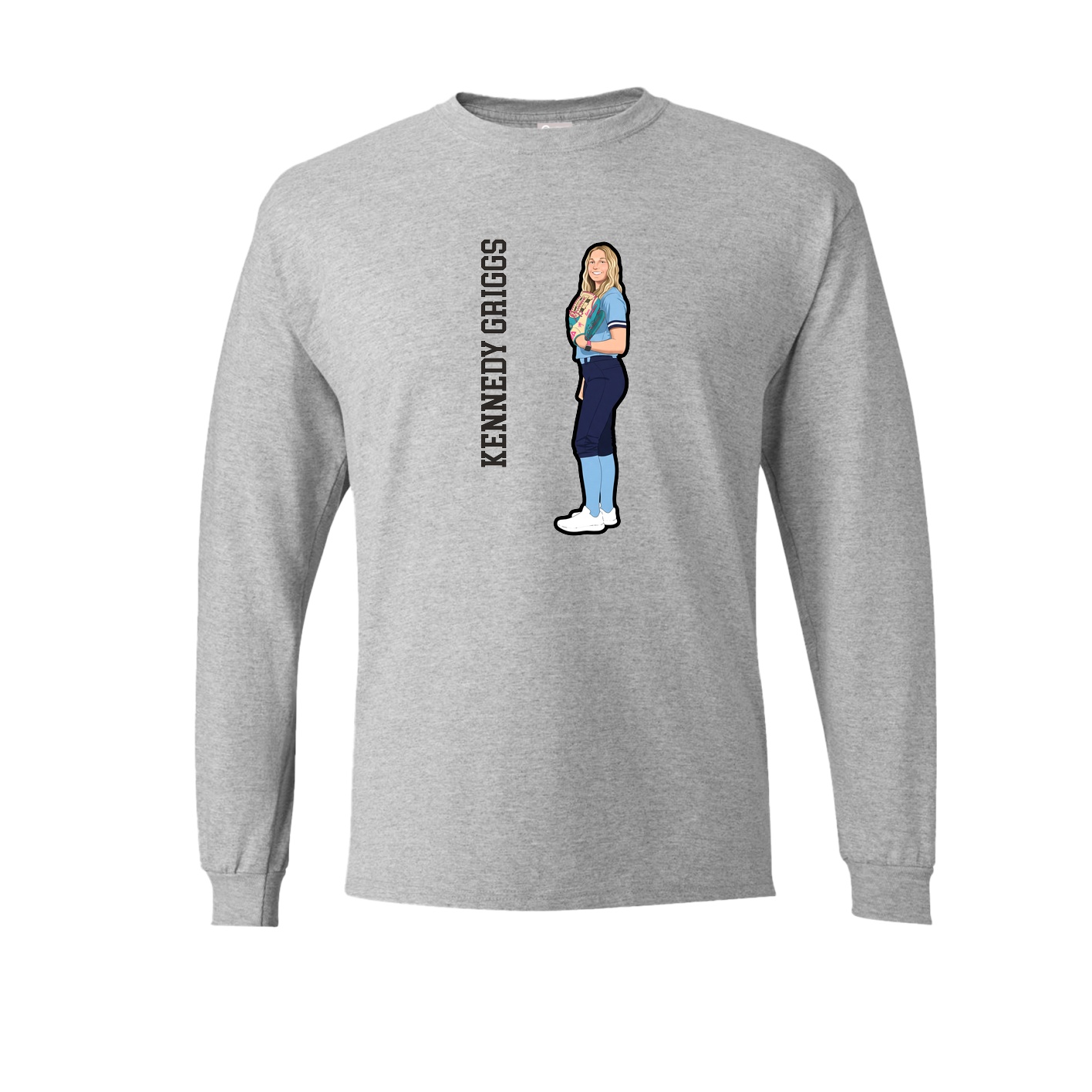 Long Sleeve Tee — Name Vertical in Grey
