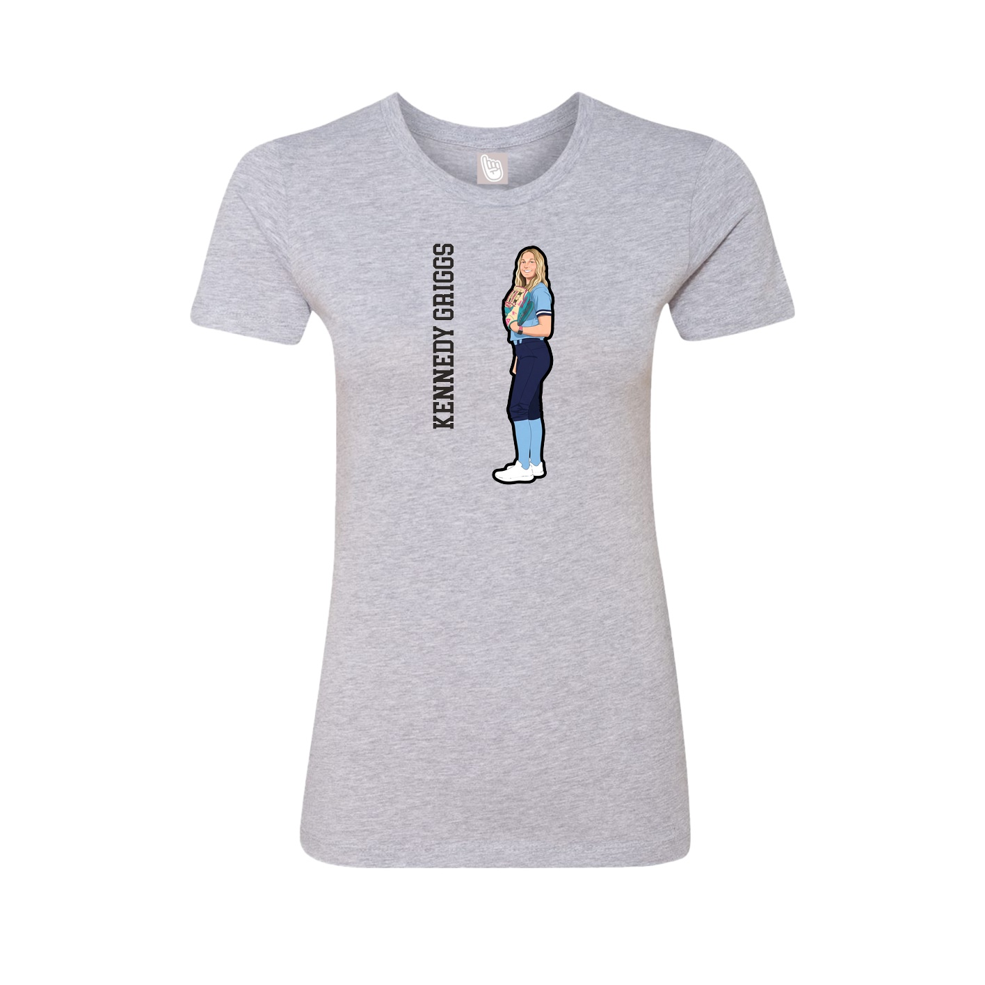 Fitted Women's Tee — Name Vertical in Grey