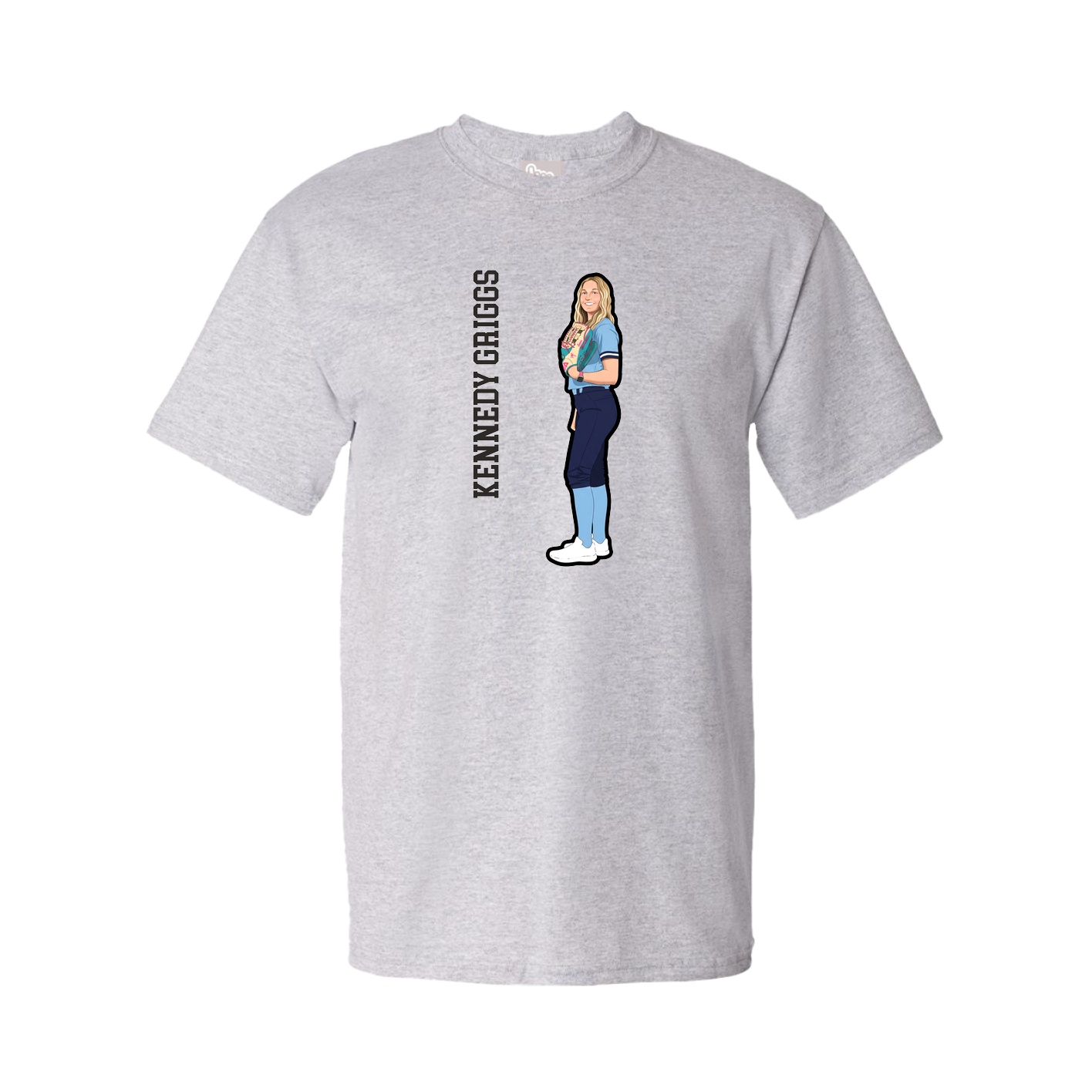 Youth Tee — Name Vertical in Grey