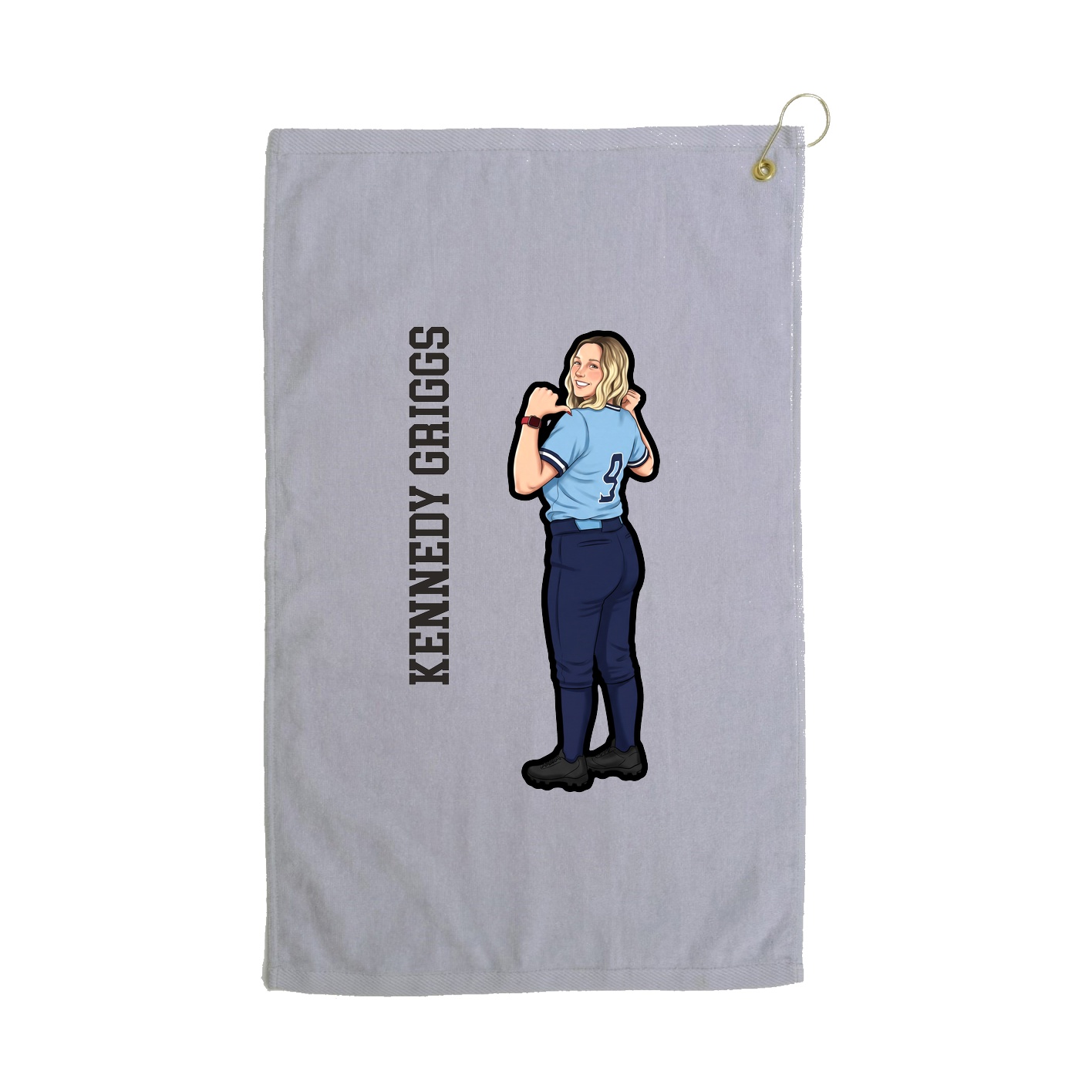 Golf Towel — Name Vertical in Grey