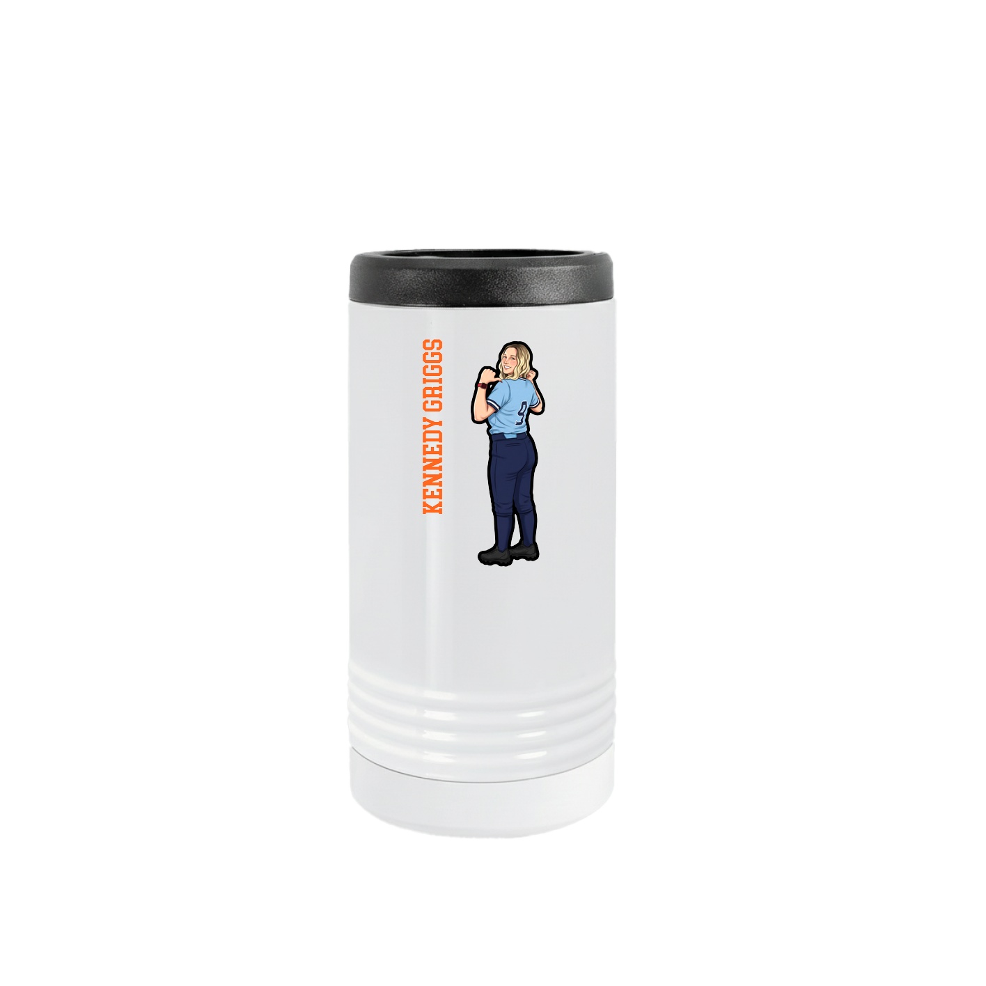 Slim Beverage Holder — Name Vertical in White
