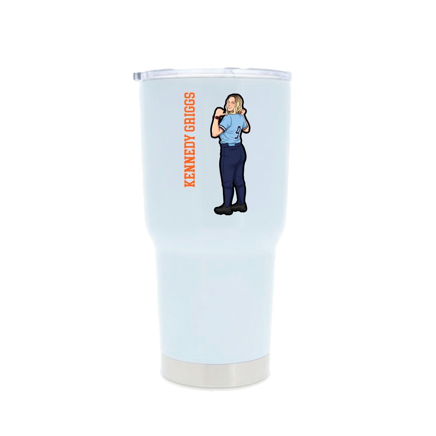 30oz Stainless Steel Tumbler — Name Vertical in White