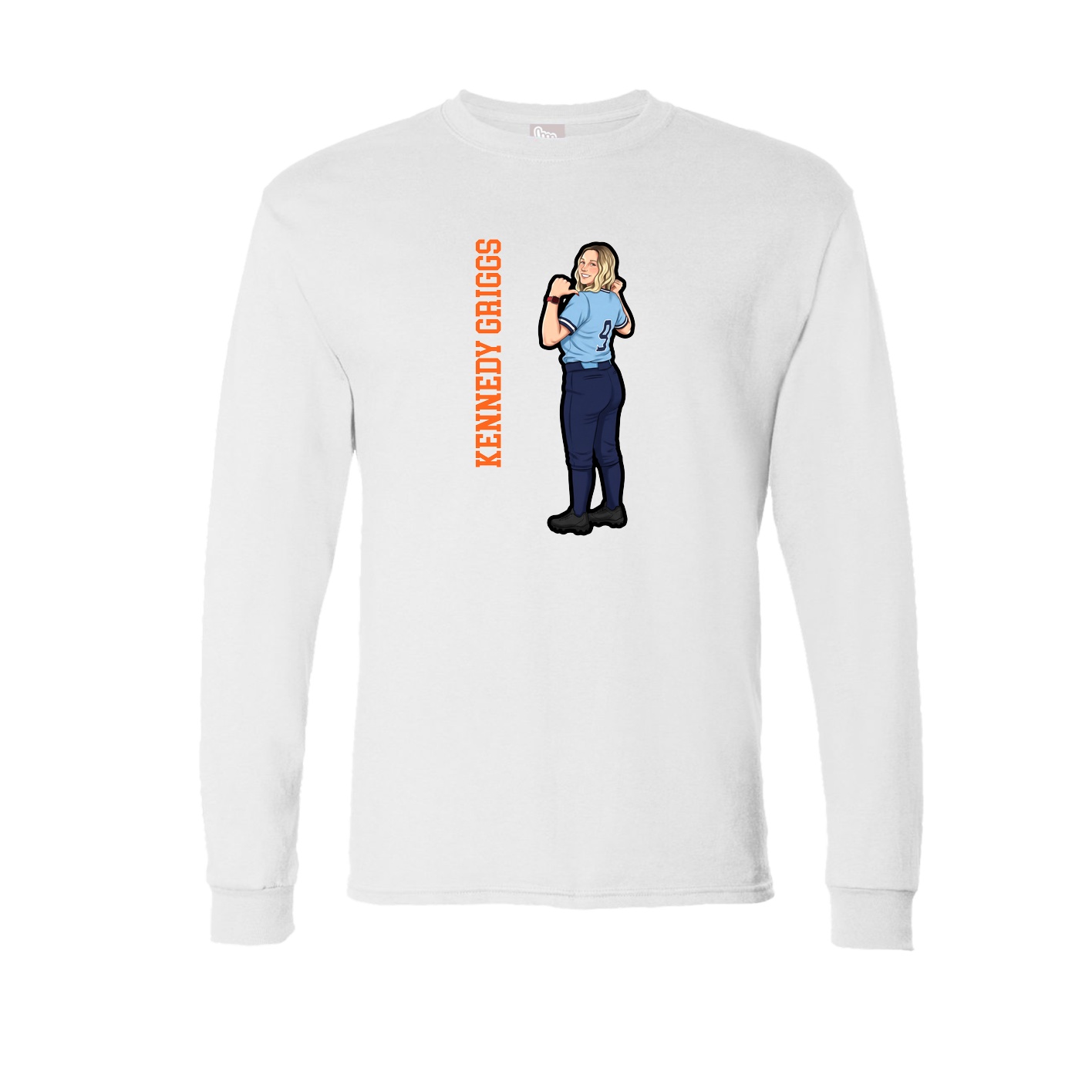 Long Sleeve Tee — Name Vertical in White